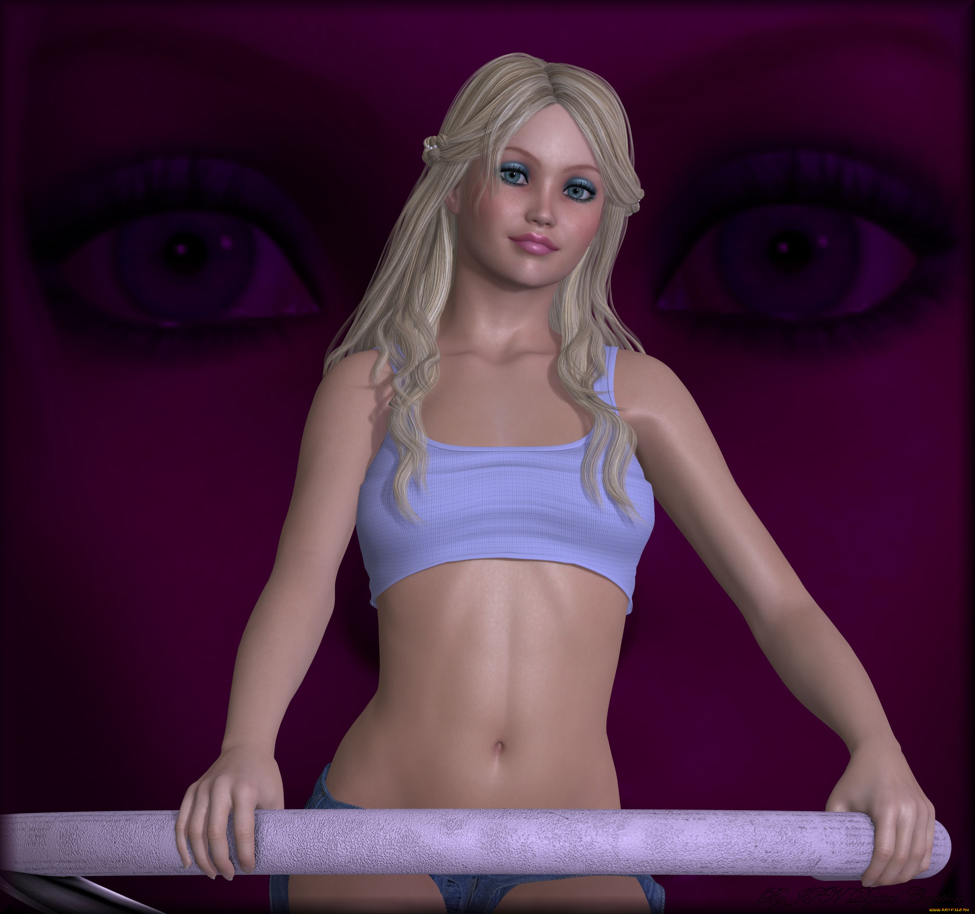 3д, графика, people, , люди, девушка, взгляд, блондинка