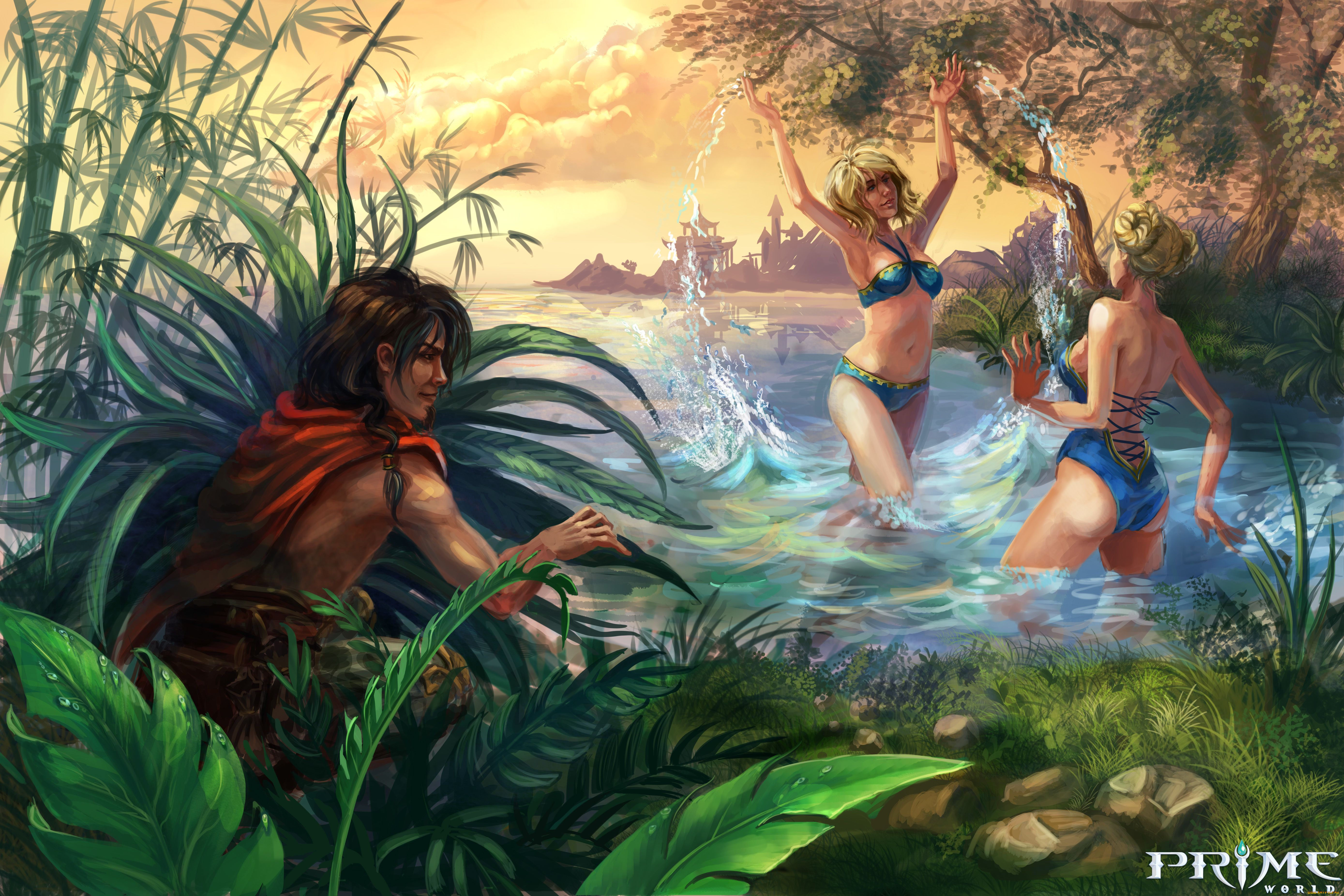 prime, world, видео, игры, купание, парень, prime, world, девушки