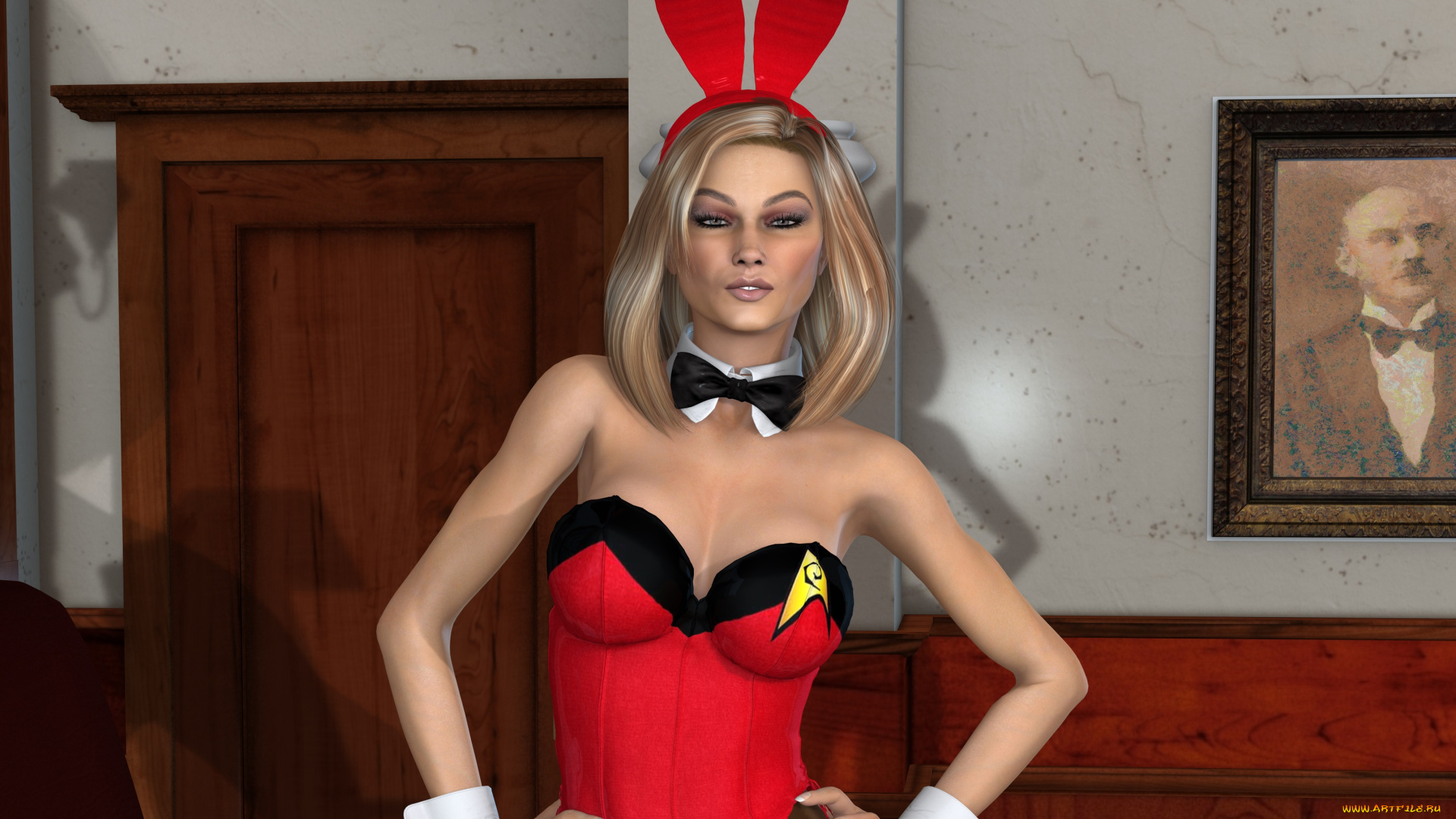 3д, графика, люди, , people, ушки, девушка, фон, взгляд