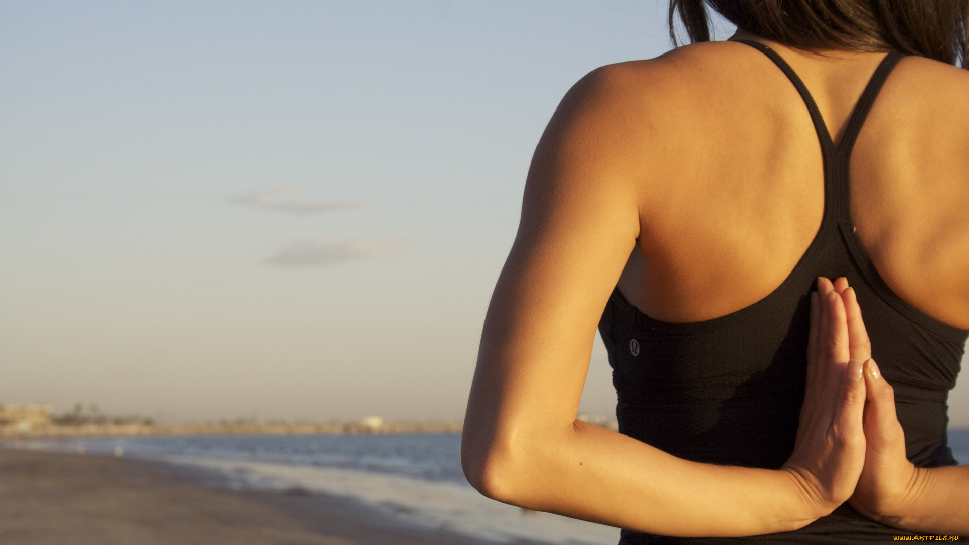 девушки, -unsort, , женские, прелести, спина, руки, берег, майка