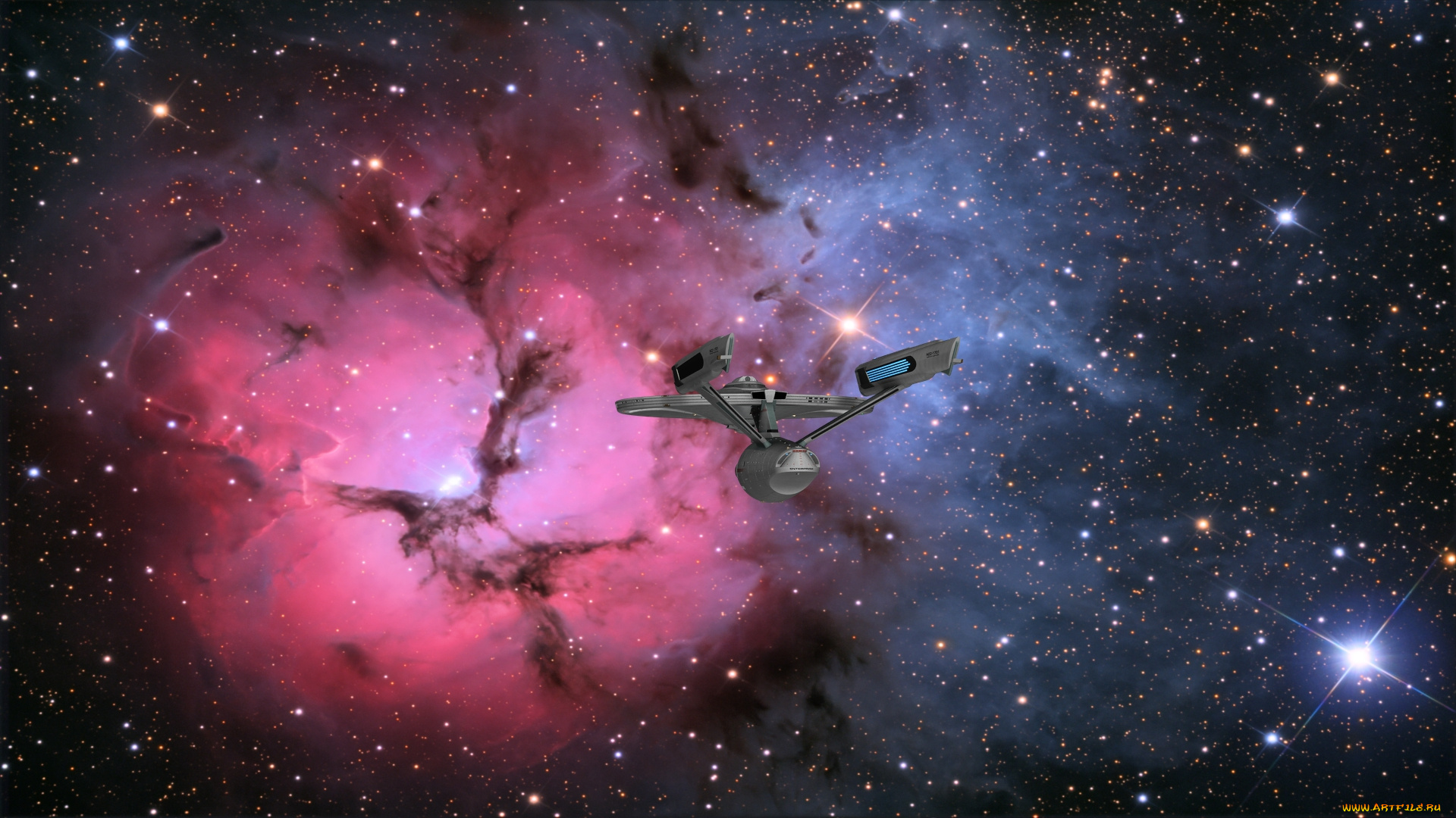 космос, арт, звезды, космический, корабль, вселенная