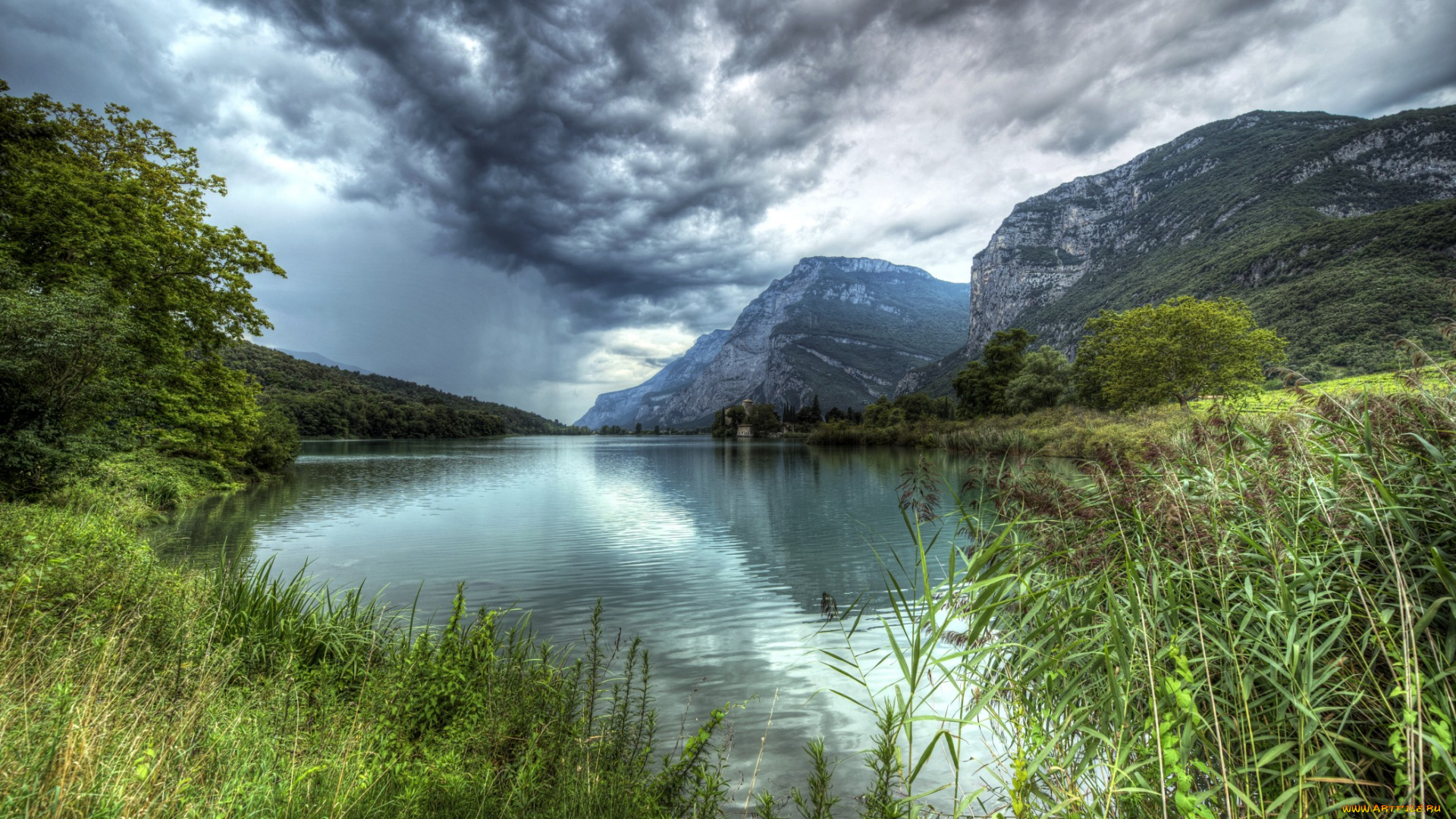 природа, реки, озера, река, горы, осока