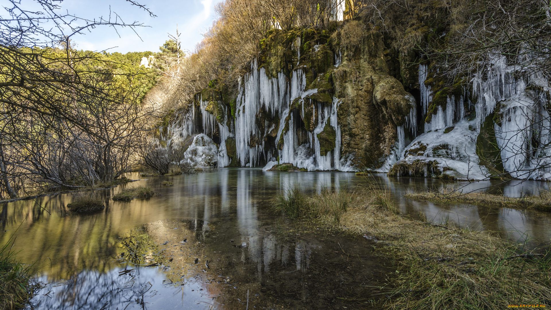 природа, реки, озера, скалы, река, сосульки