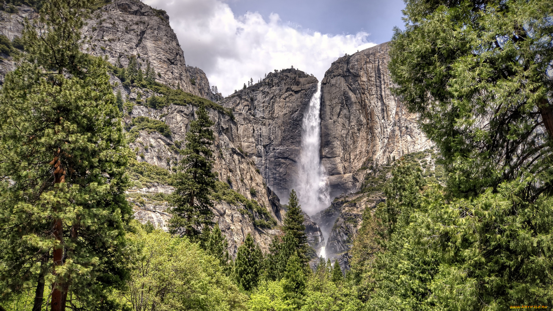 природа, водопады, скалы, обрыв, водопад, лес
