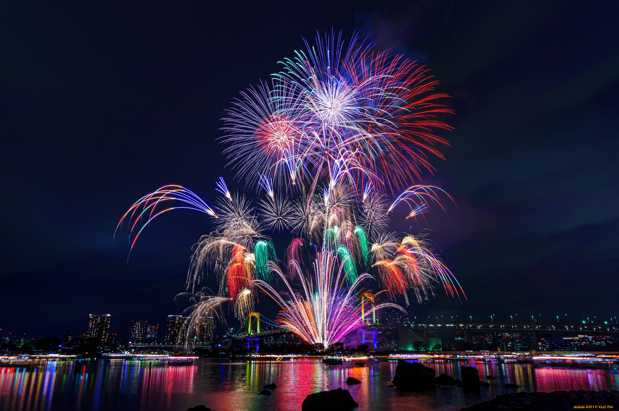 park, in, minato, ward, , tokyo, разное, салюты, , фейерверки, фейерверк, город, ночь