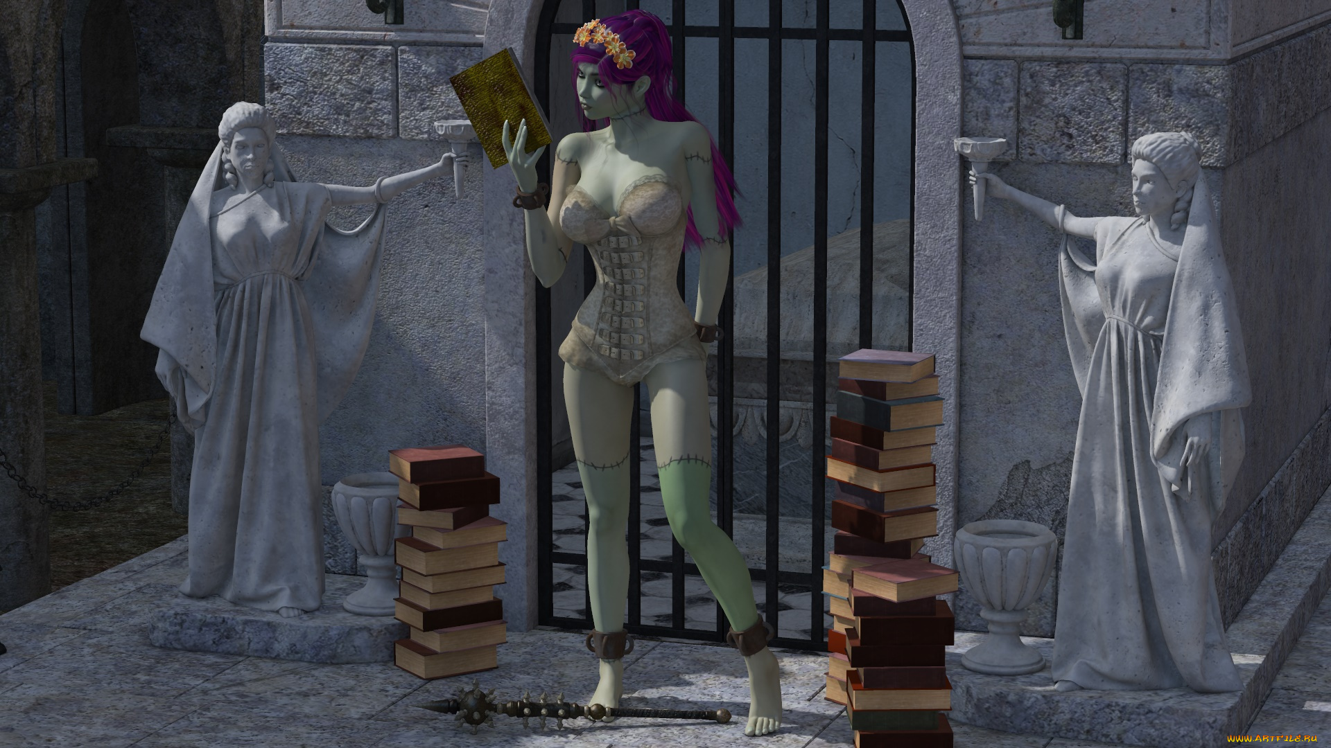 3д, графика, существа, , creatures, фон, взгляд, девушки