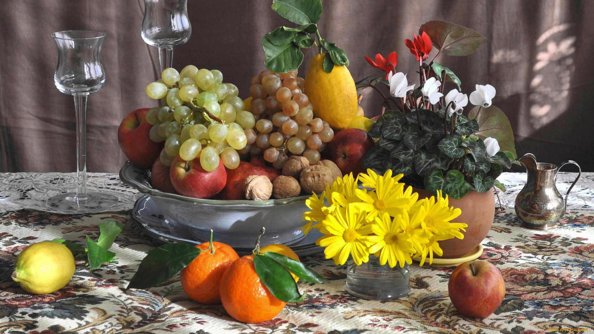 еда, фрукты, , ягоды, яблоки, виноград, цитрусы, орехи