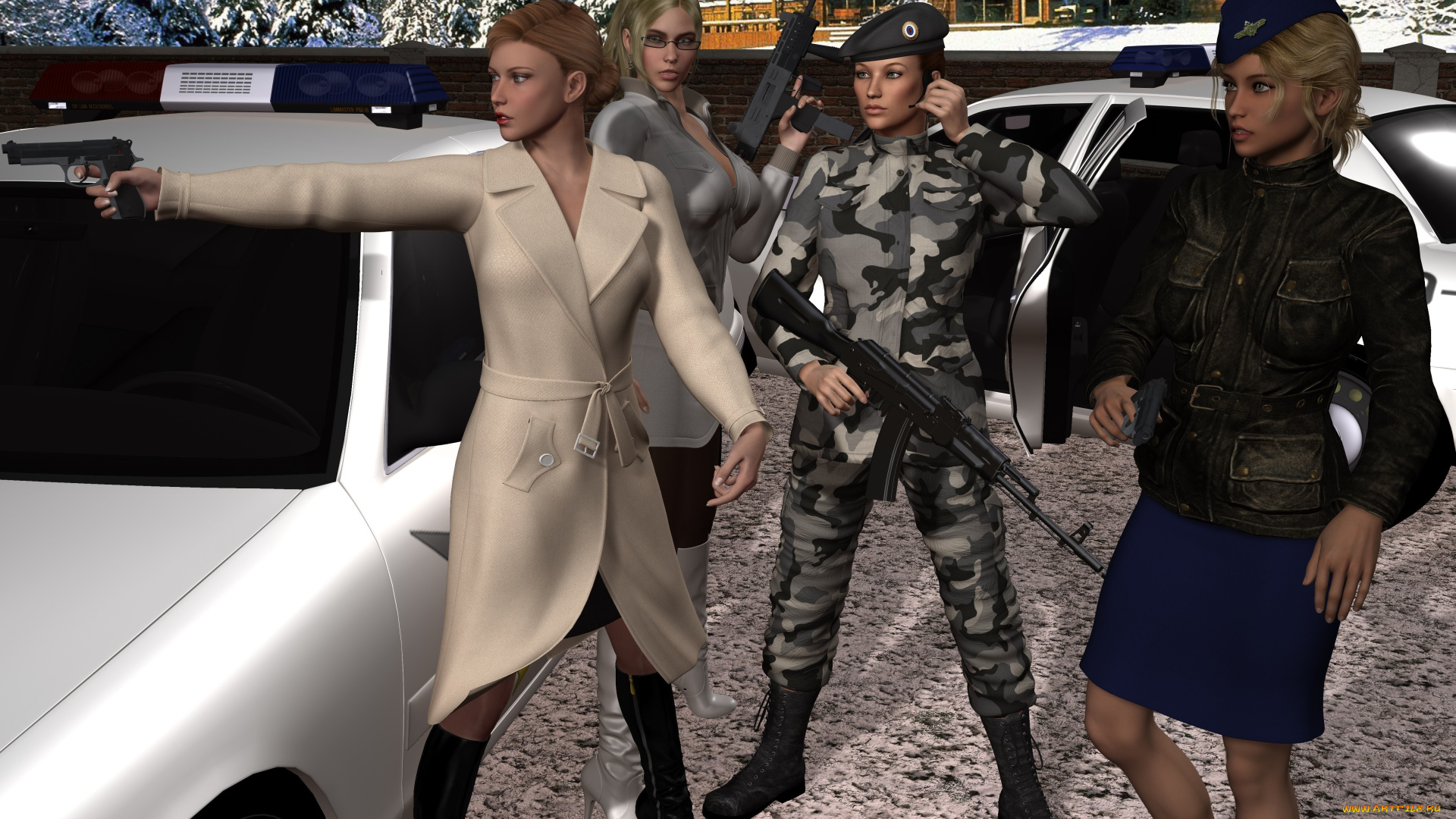 wolf, ii, 3д, графика, фантазия, , fantasy, оружие, фон, взгляд, девушки