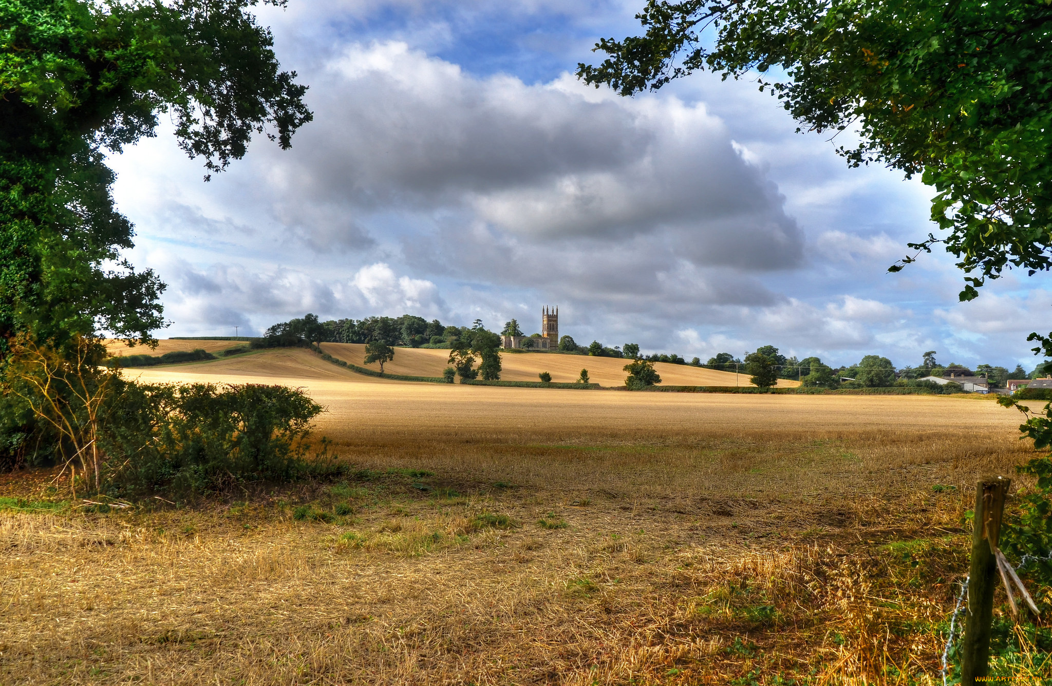города, -, пейзажи, поле, замок