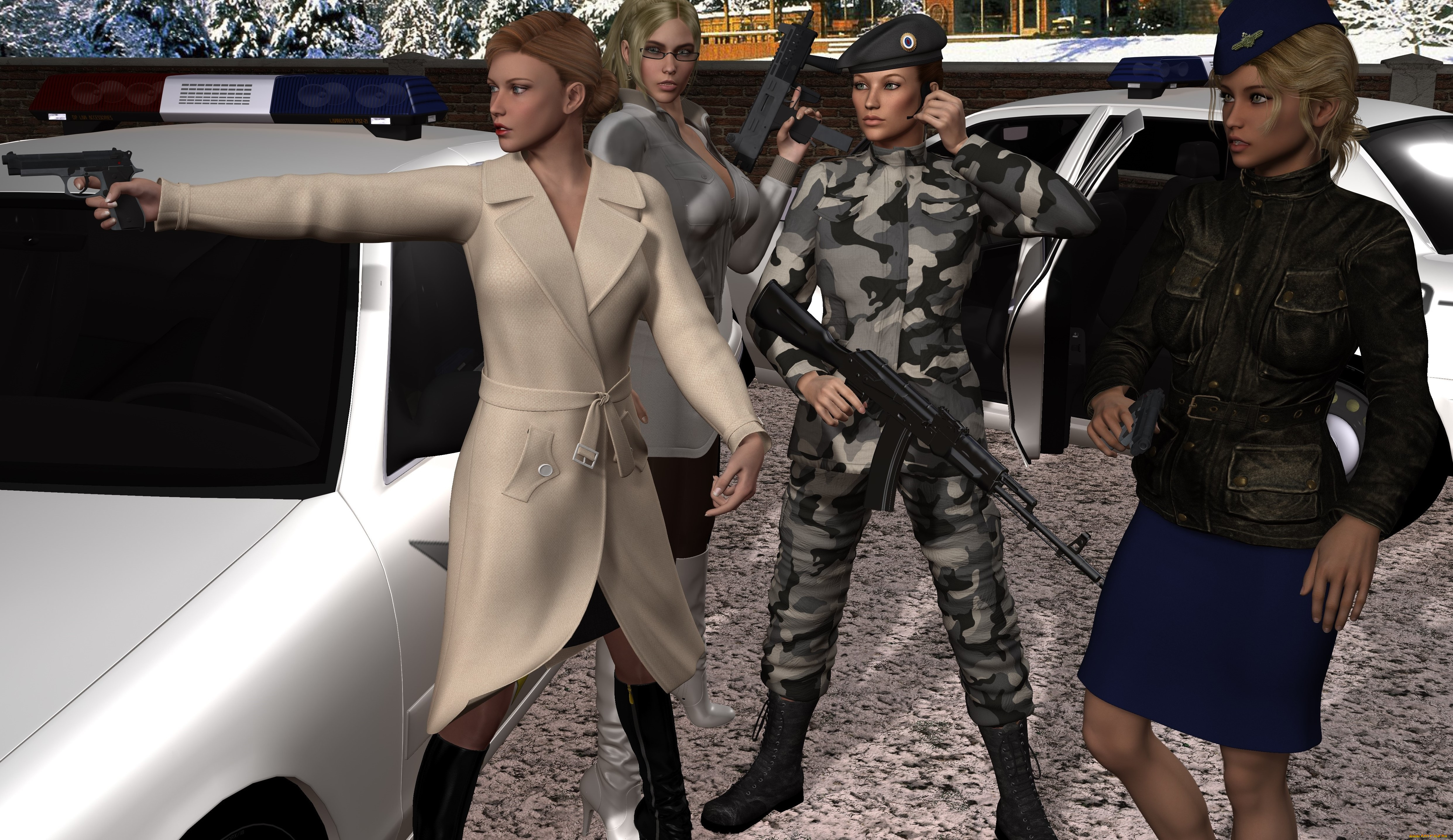 wolf, ii, 3д, графика, фантазия, , fantasy, оружие, фон, взгляд, девушки