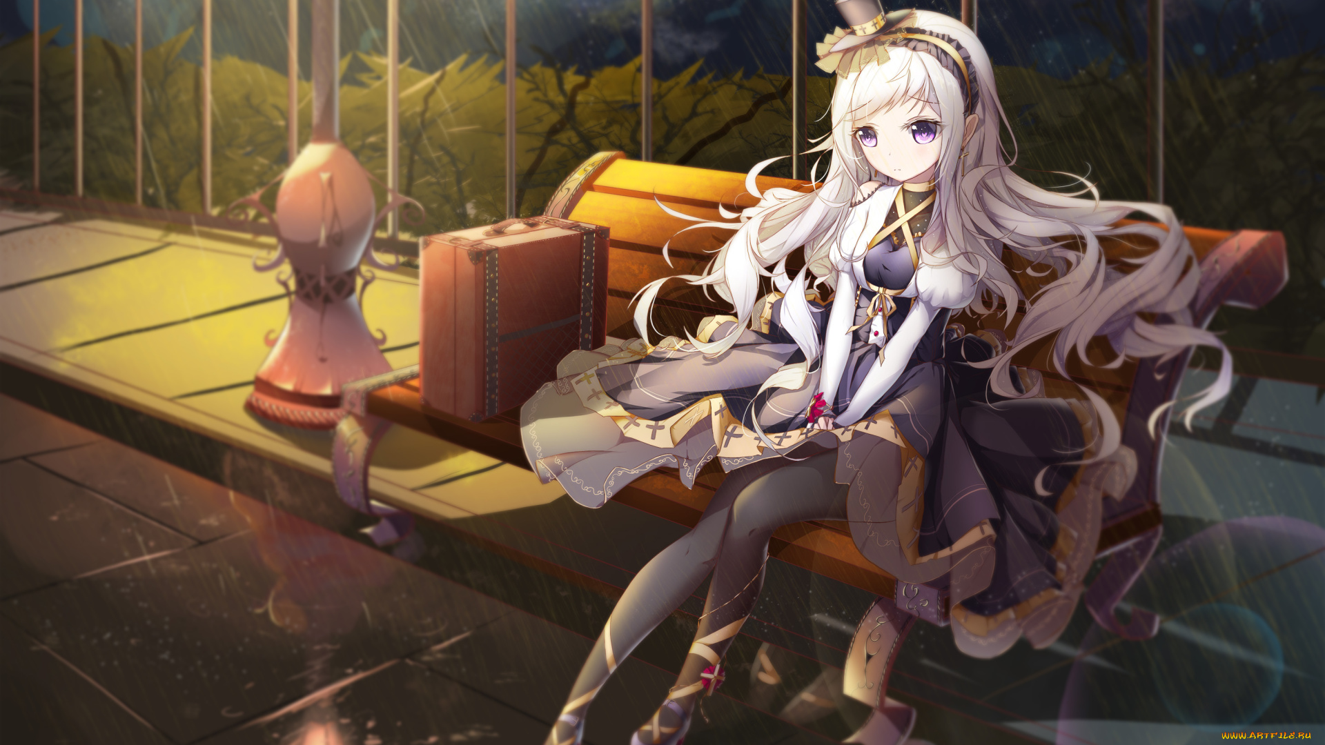 аниме, город, , улицы, , здания, девочка