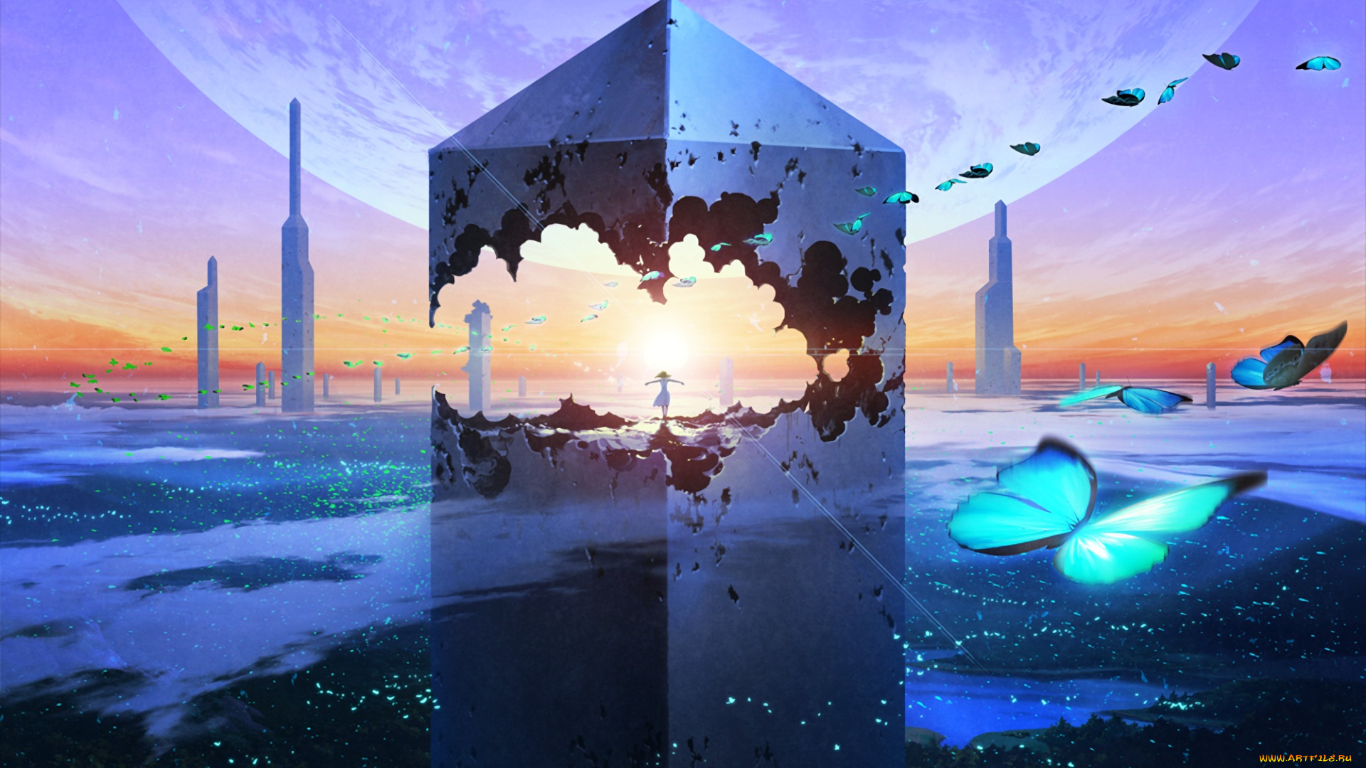 аниме, город, , улицы, , здания, technoheart