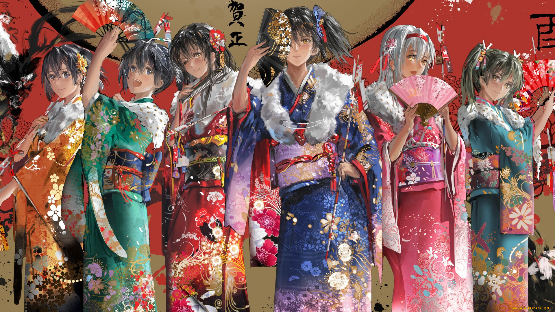 аниме, kantai, collection, girl, oriental, ukata, sugoi, fan, beautiful, japanese, asiatic, flower, girls, asian, kantai, collection, subarashii, happy, new, year, bishojo, game, anime, woman, kanji, brunette, kawaii, 2017, hana, manga