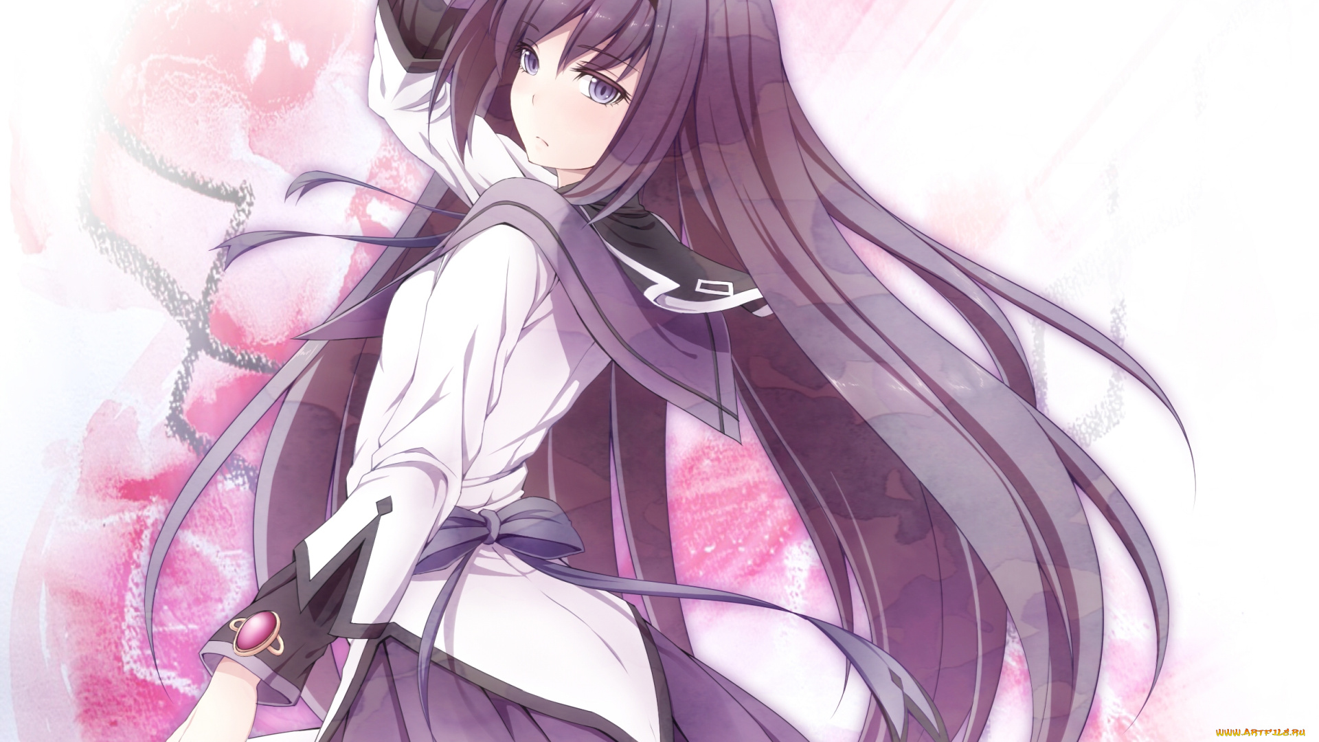 аниме, mahou, shoujo, madoka, magika, девушка, фон, взгляд