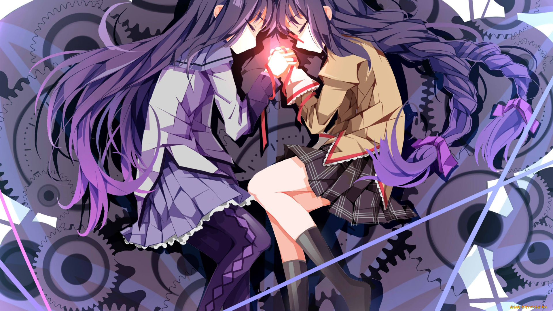 аниме, mahou, shoujo, madoka, magika, девушка, фон, взгляд