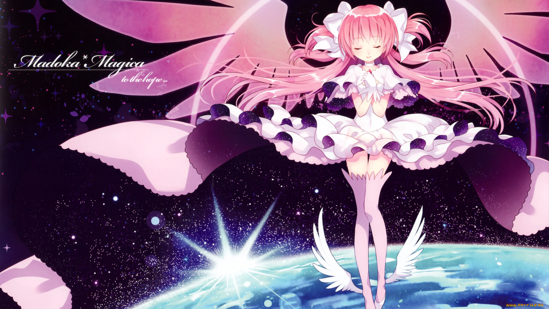 аниме, mahou, shoujo, madoka, magika, фон, взгляд, девушка