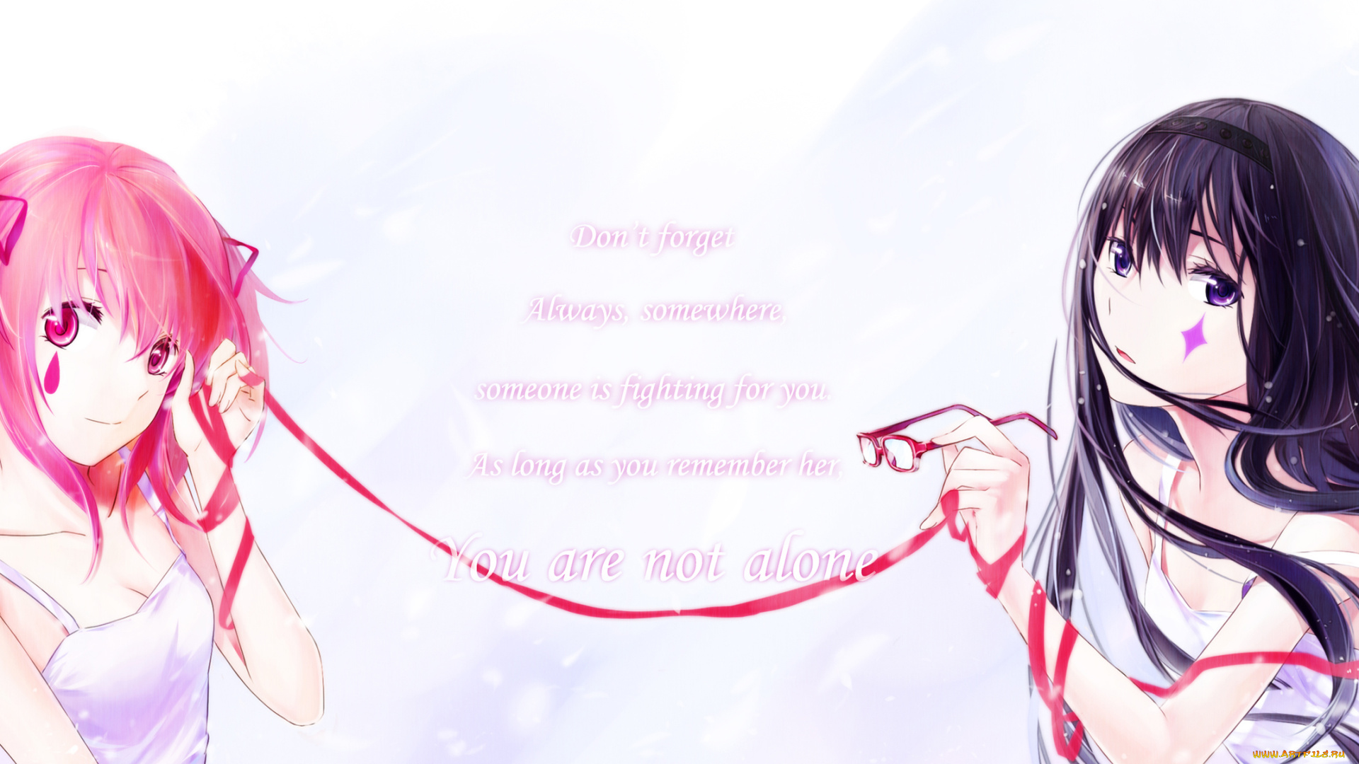 аниме, mahou, shoujo, madoka, magika, фон, взгляд, девушки