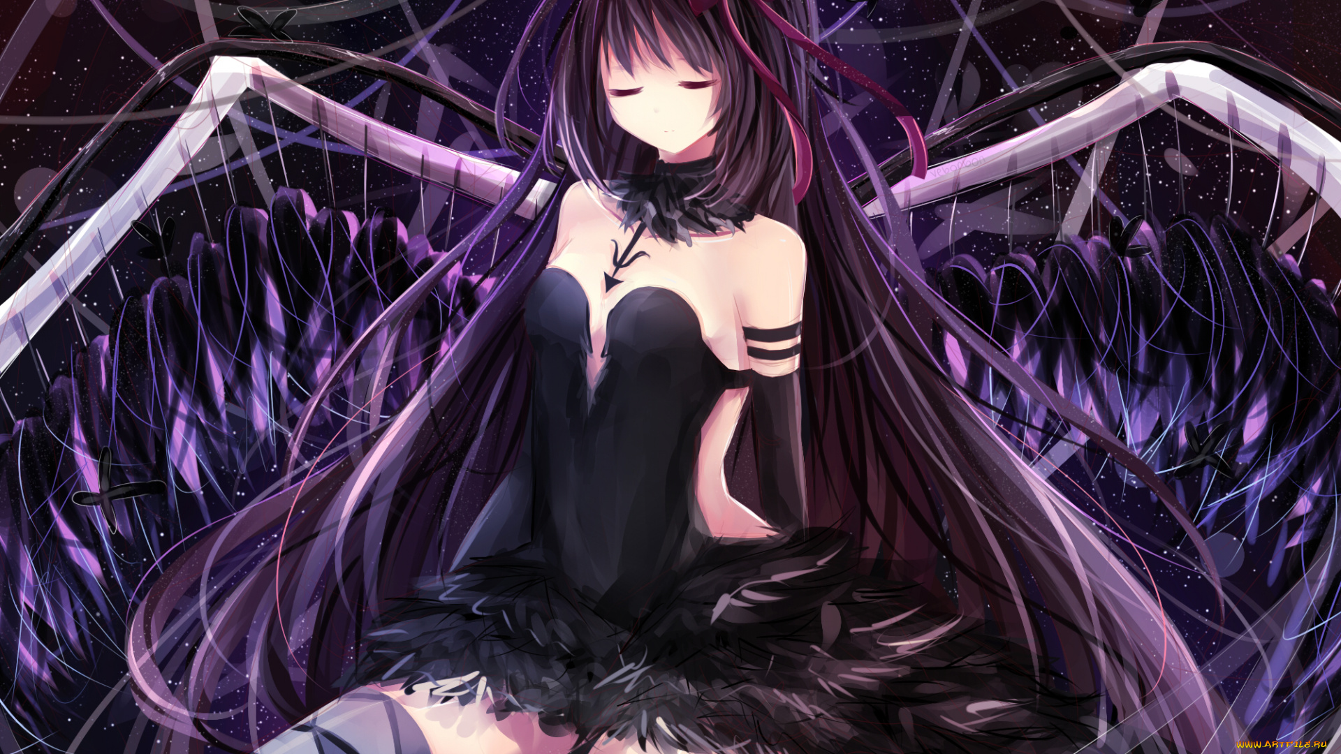 аниме, mahou, shoujo, madoka, magika, фон, взгляд, девушка