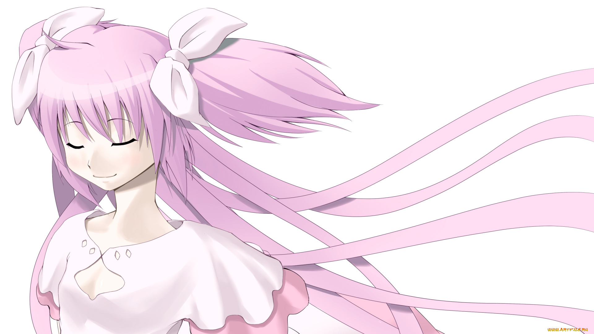 аниме, mahou, shoujo, madoka, magika, взгляд, девушка, фон