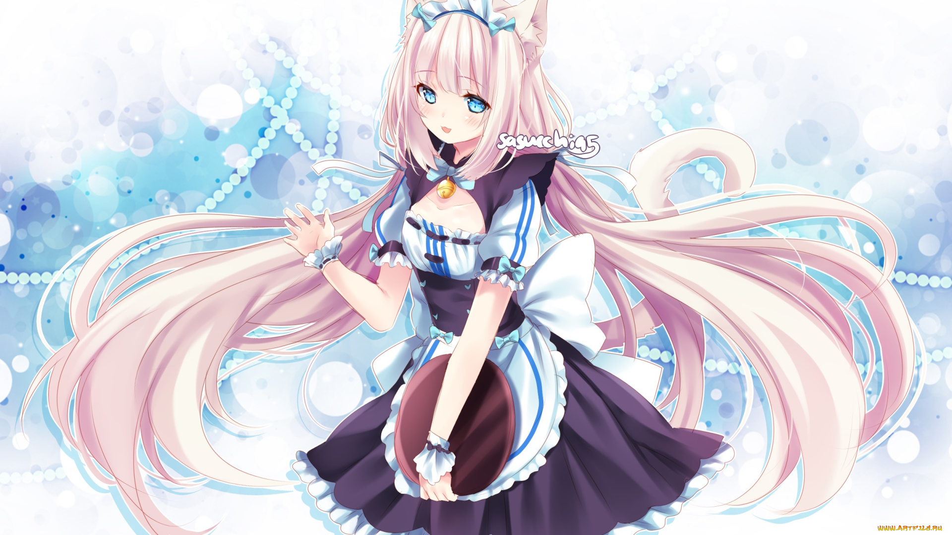 аниме, nekopara, взгляд, девушка, фон