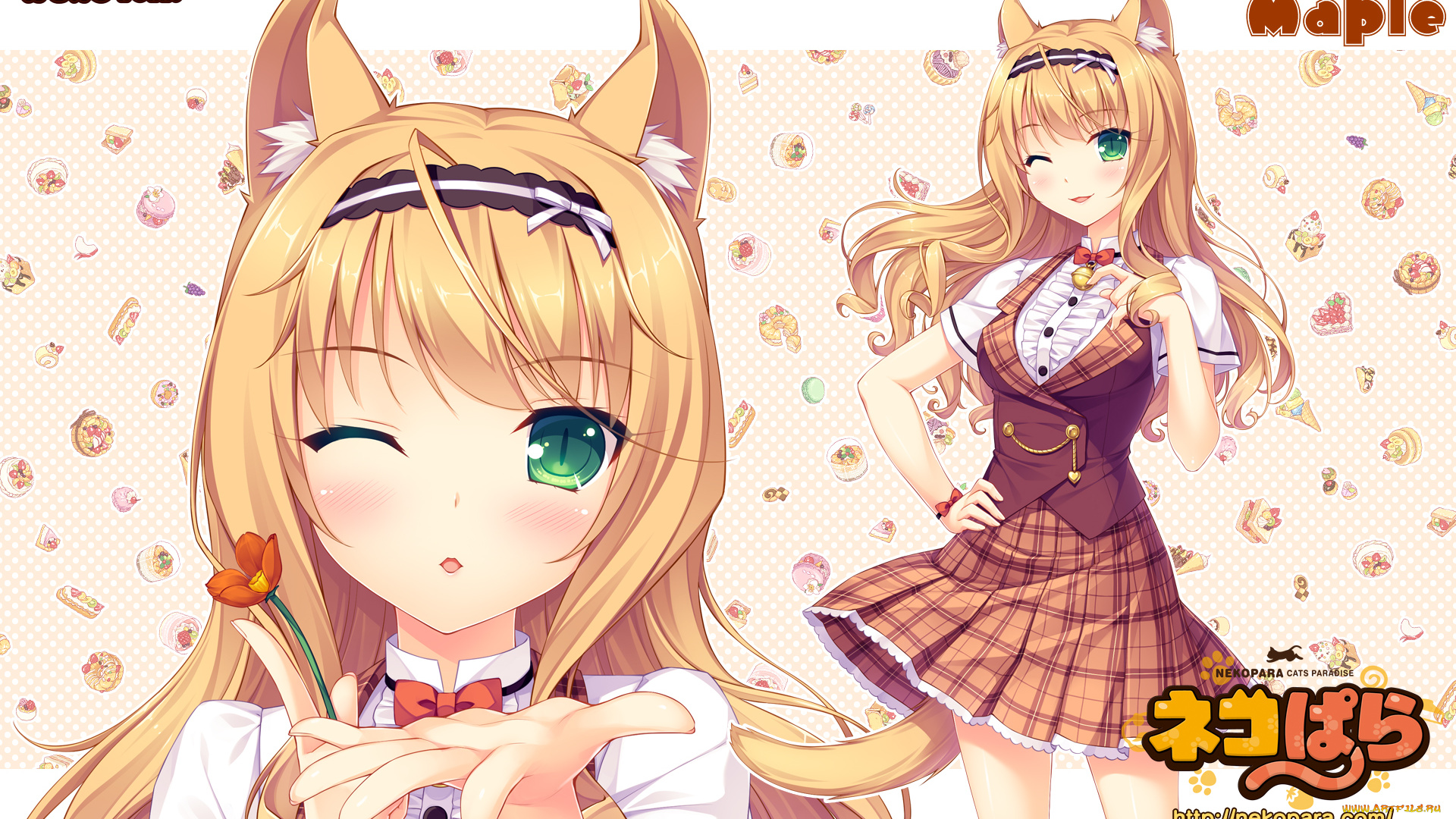 аниме, nekopara, взгляд, фон, девушка