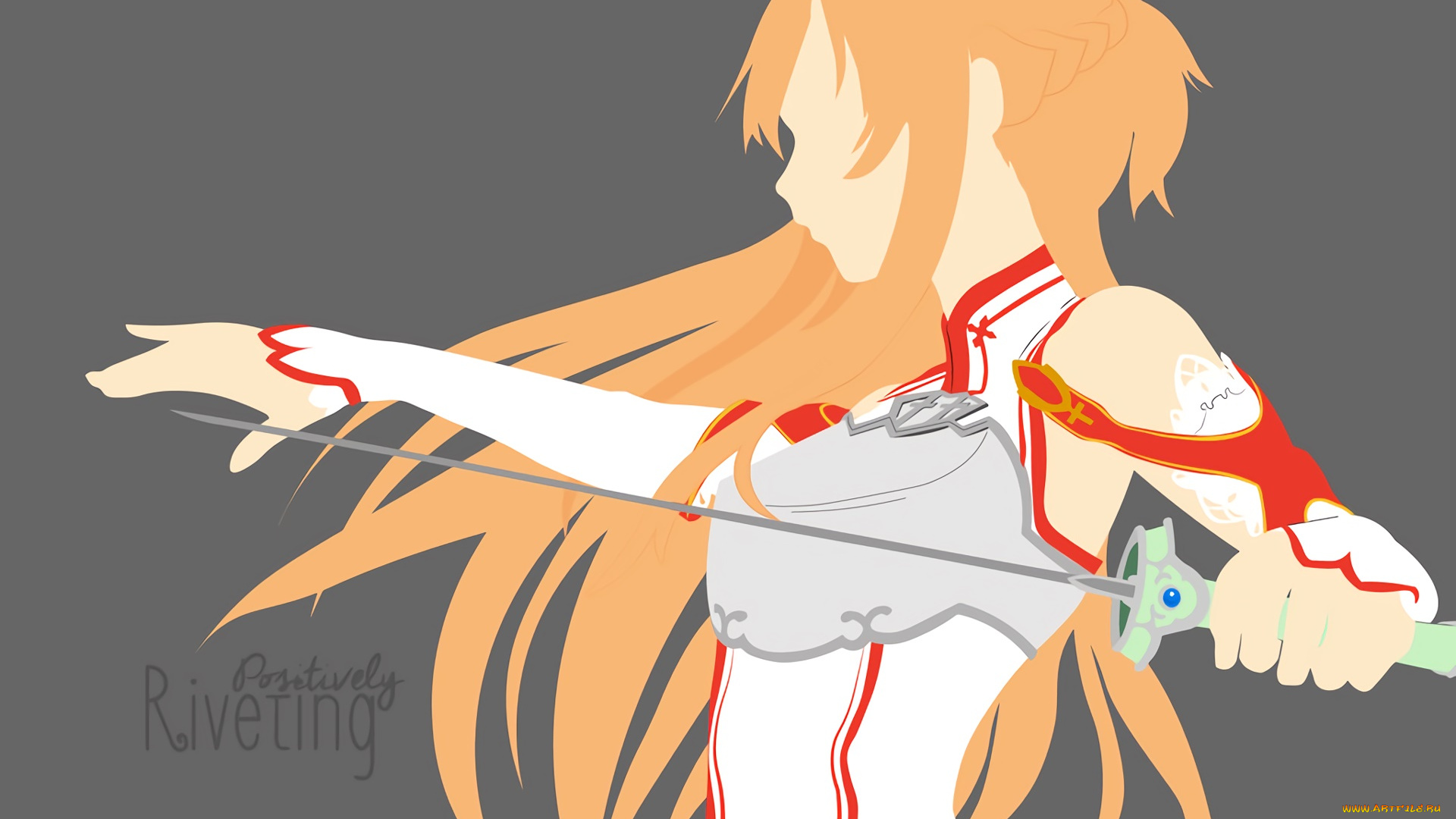 аниме, sword, art, online, девушка, взгляд, фон