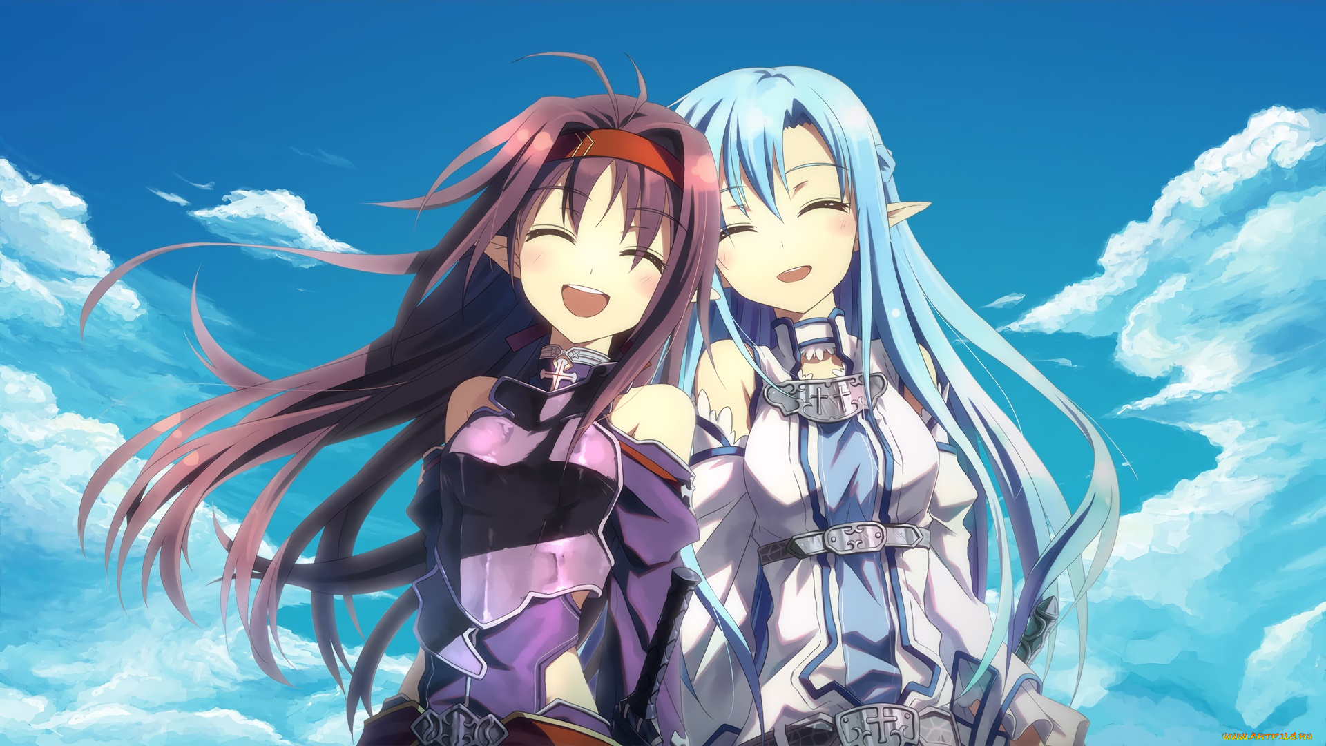 аниме, sword, art, online, девушка, взгляд, фон