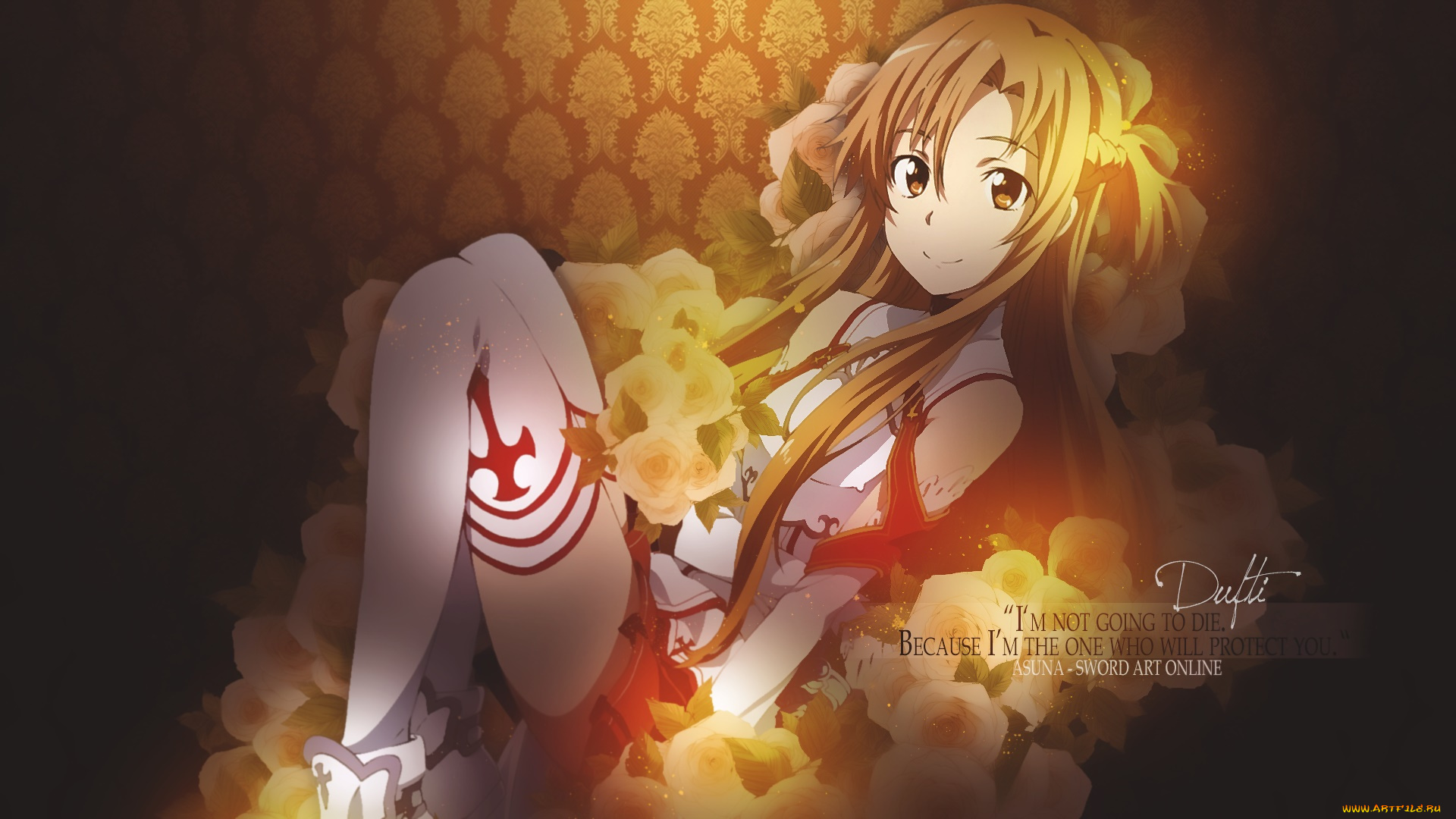 аниме, sword, art, online, девушка, взгляд, фон