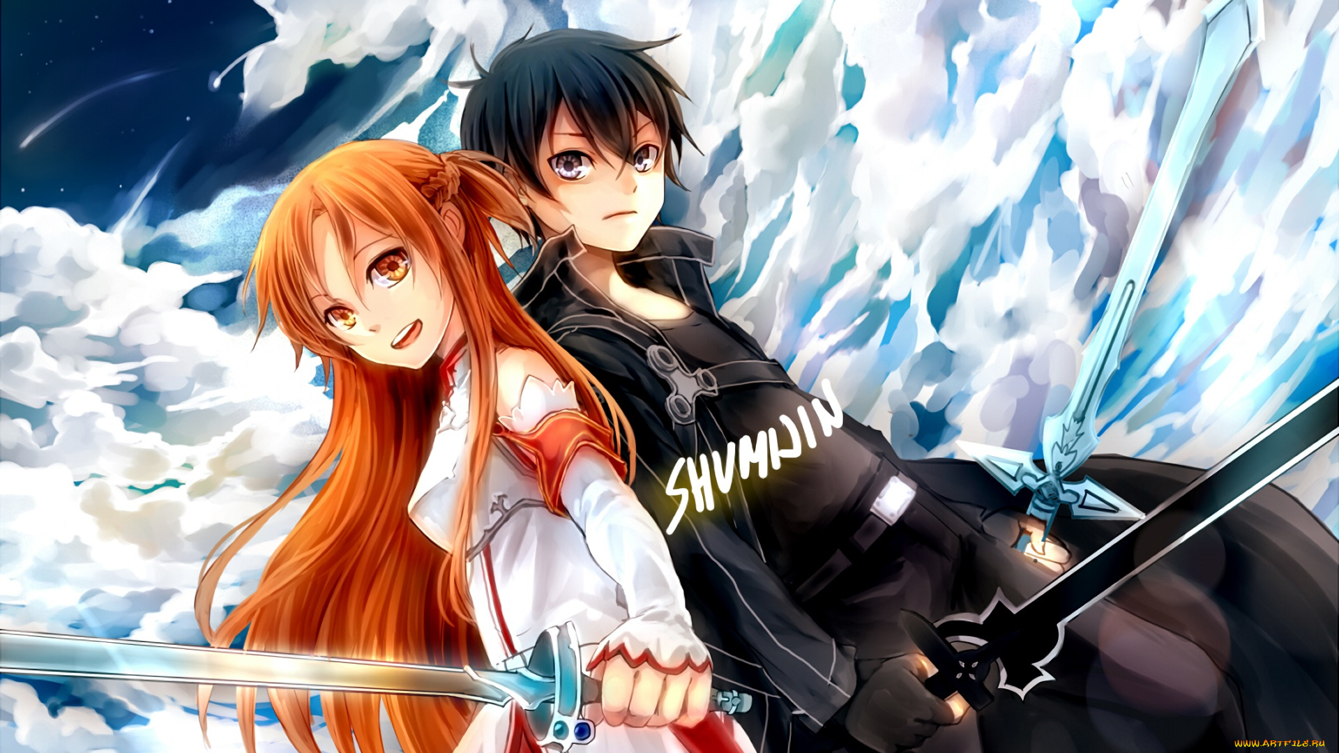 аниме, sword, art, online, девушка, взгляд, фон