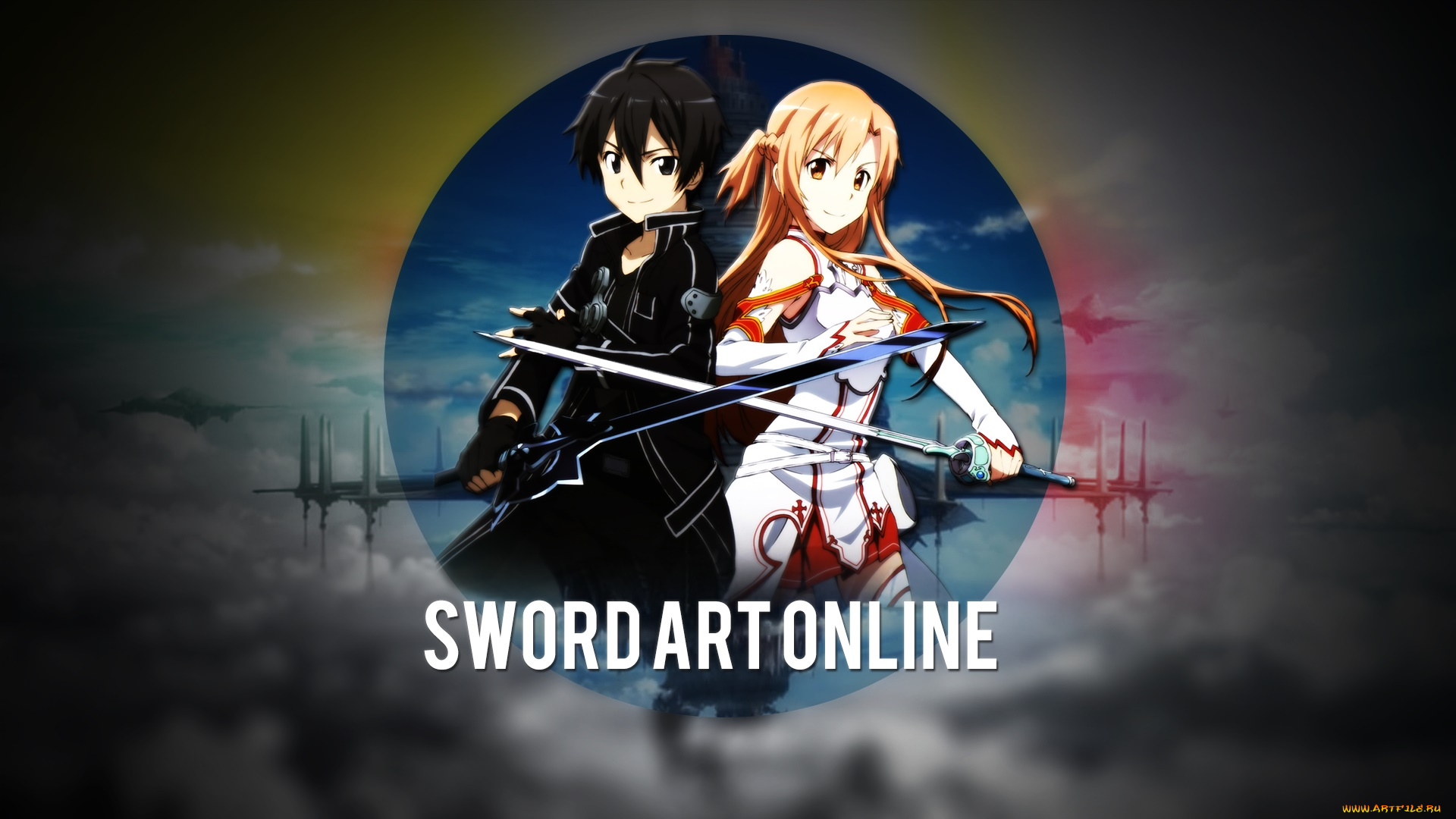 аниме, sword, art, online, девушка, взгляд, фон