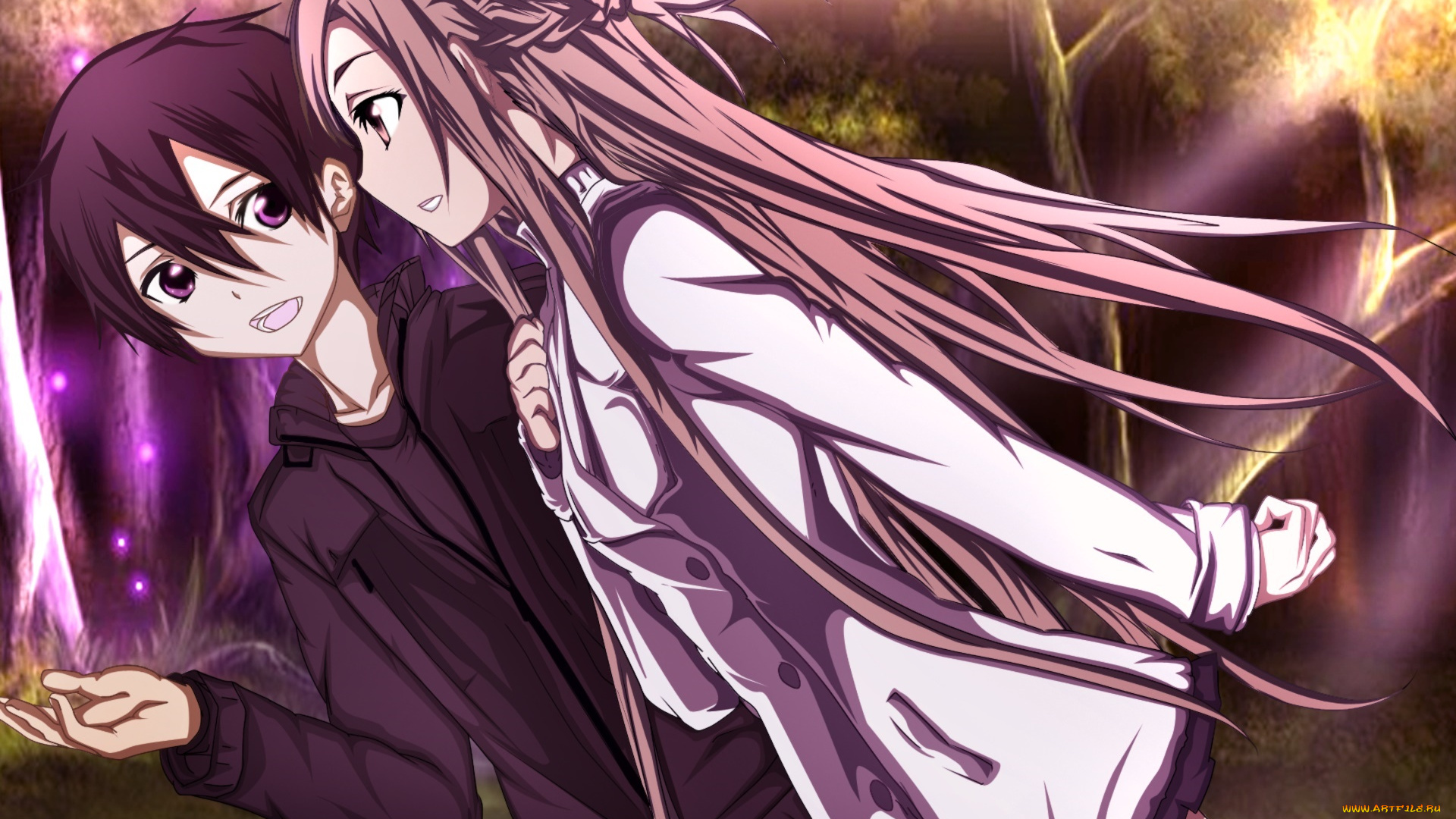 аниме, sword, art, online, девушка, взгляд, фон