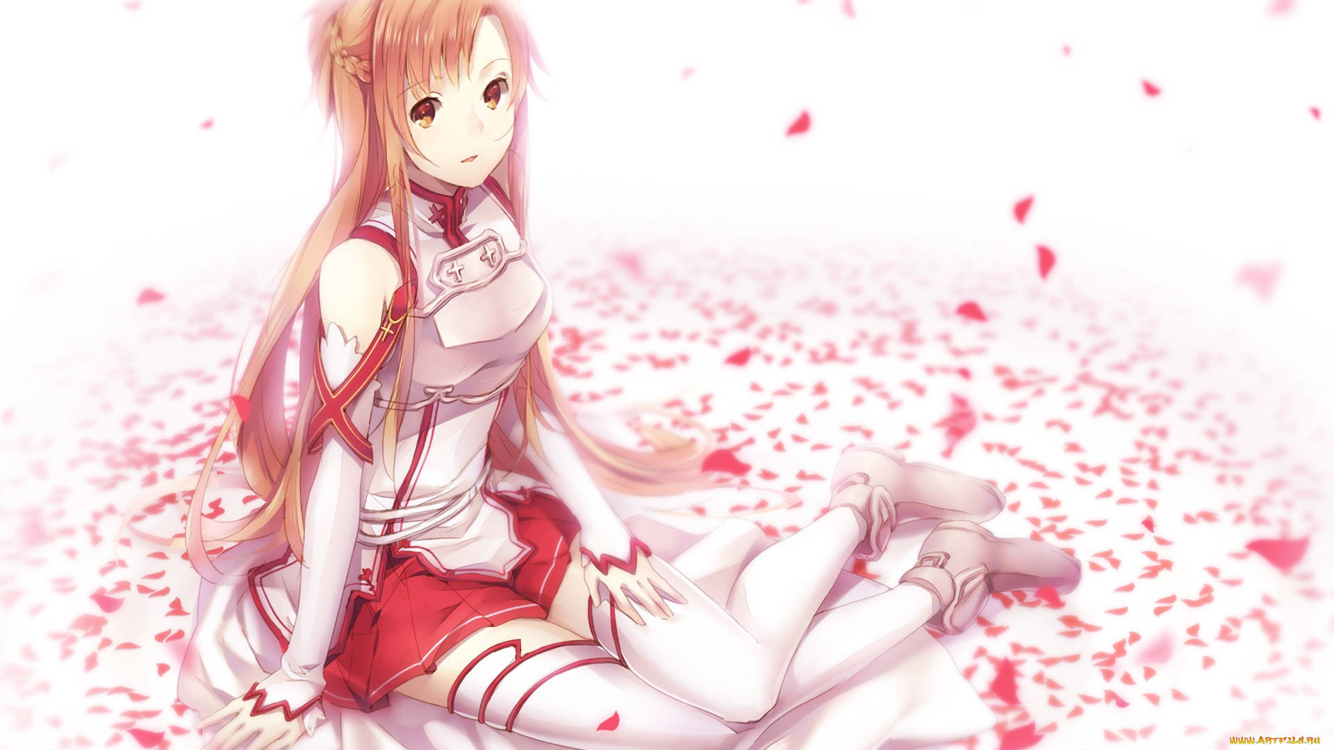 аниме, sword, art, online, девушка, взгляд, фон