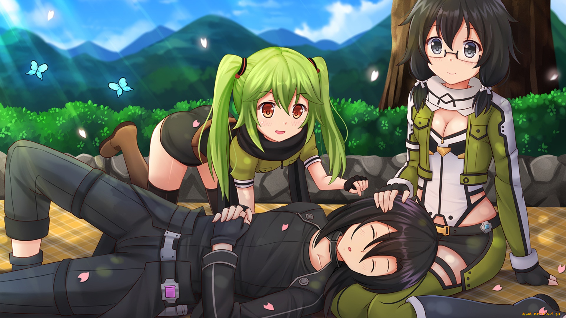 аниме, sword, art, online, девушки, взгляд, фон