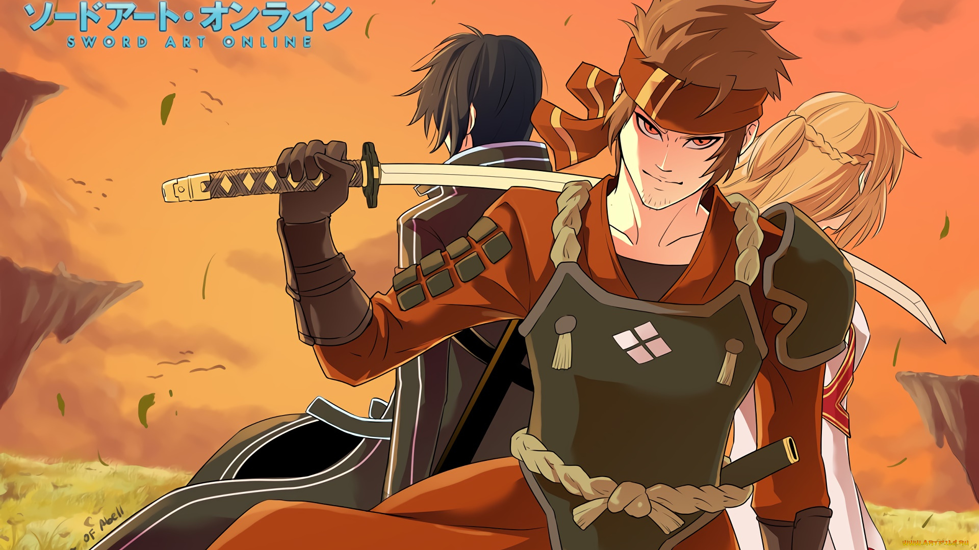 аниме, sword, art, online, парень, взгляд, фон