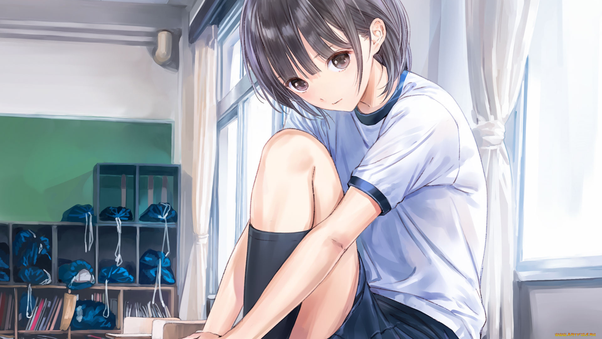 аниме, unknown, , другое, blue, reflection, shirai, hinako