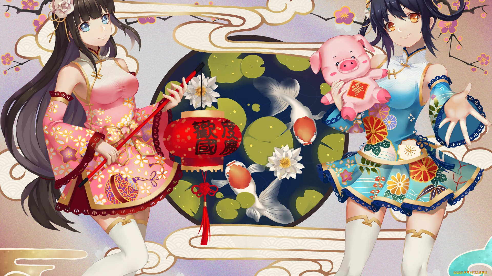 аниме, unknown, , другое, взгляд, девушки, фон