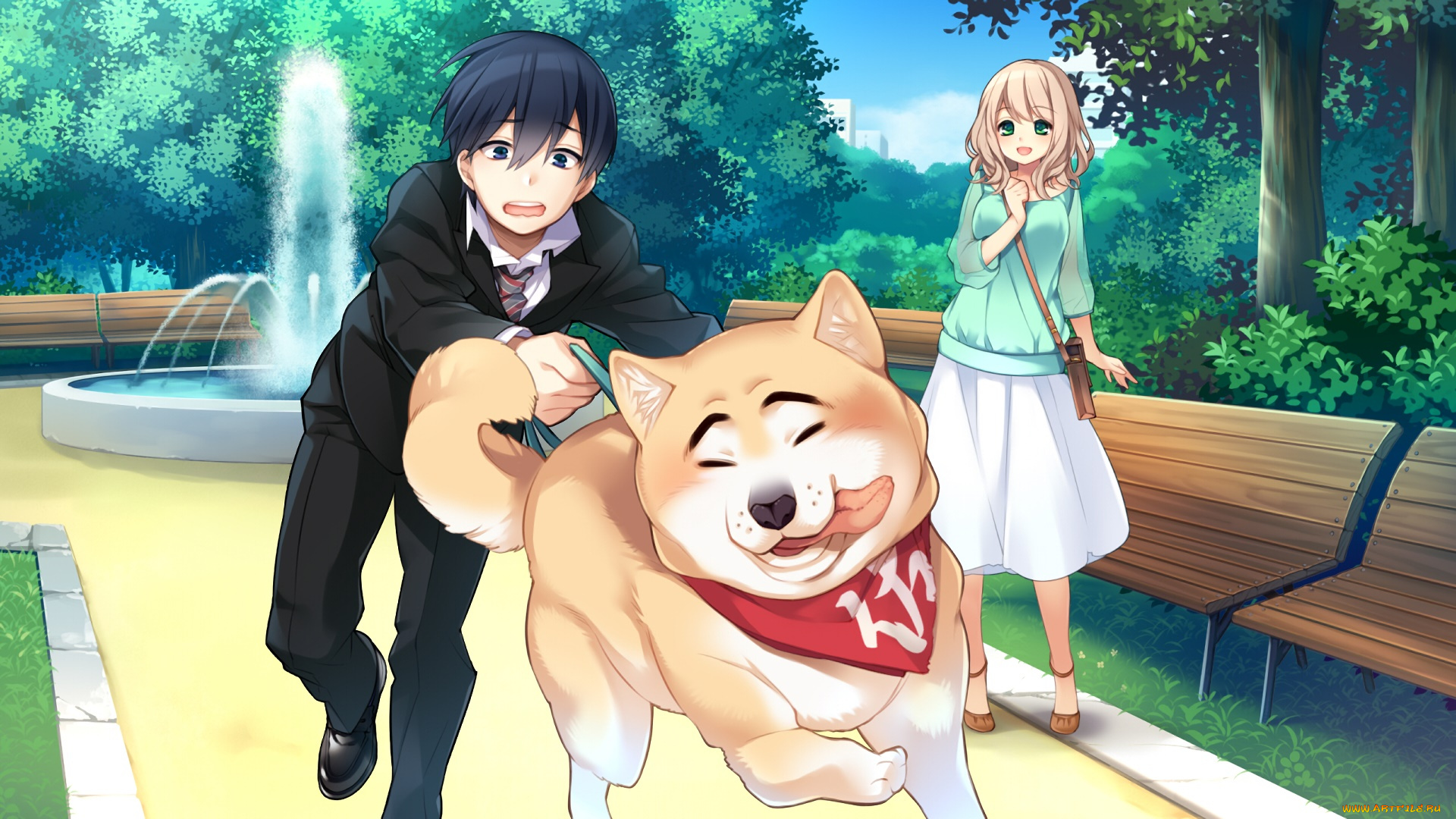 аниме, животные, , существа, фон, взгляд, девушка