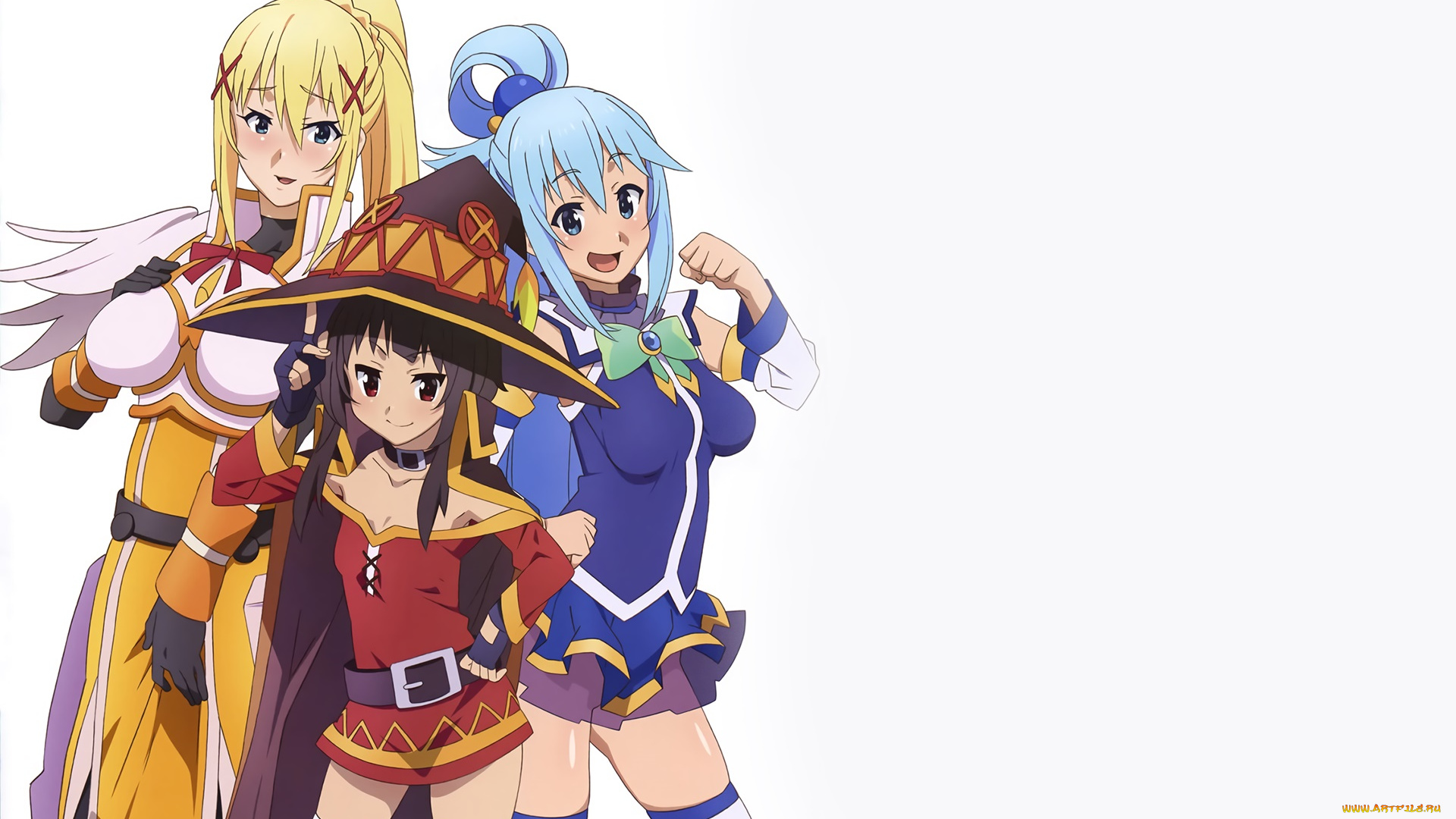 kono, subarashii, sekai, ni, shukufuku, wo, аниме, девушка, фон, взгляд