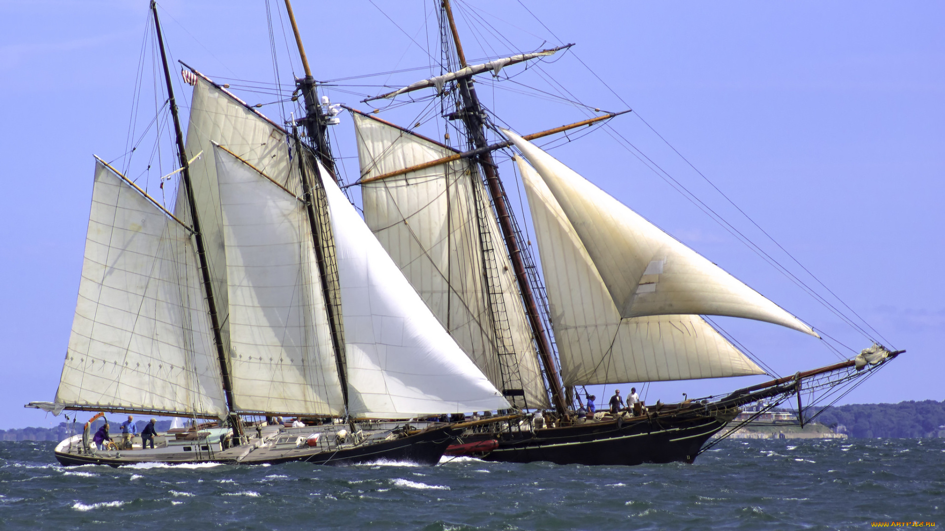 корабли, парусники, паруса, мачты