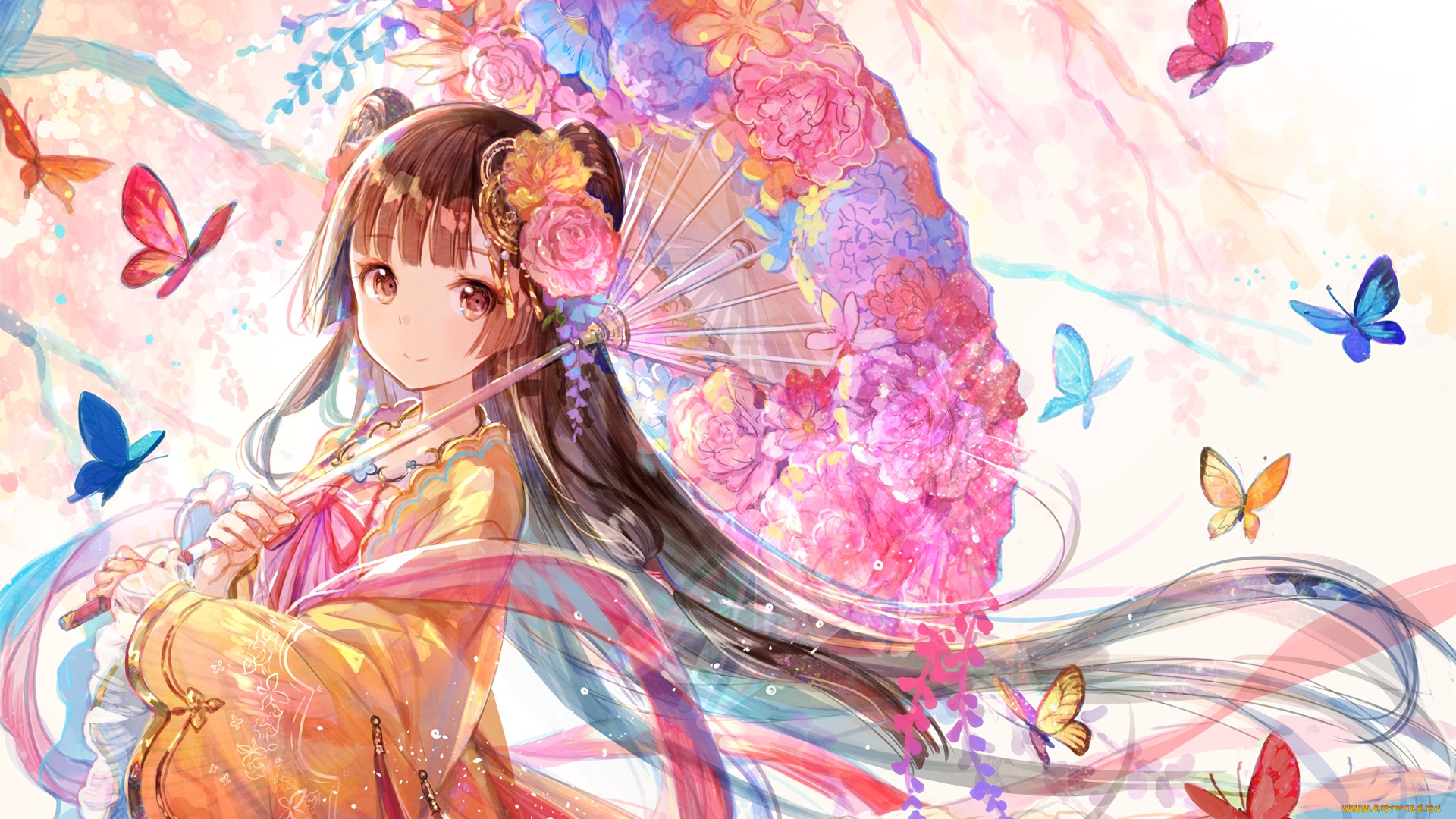 mahou, shoujo, madoka, magika, аниме, девушка, взгляд, фон