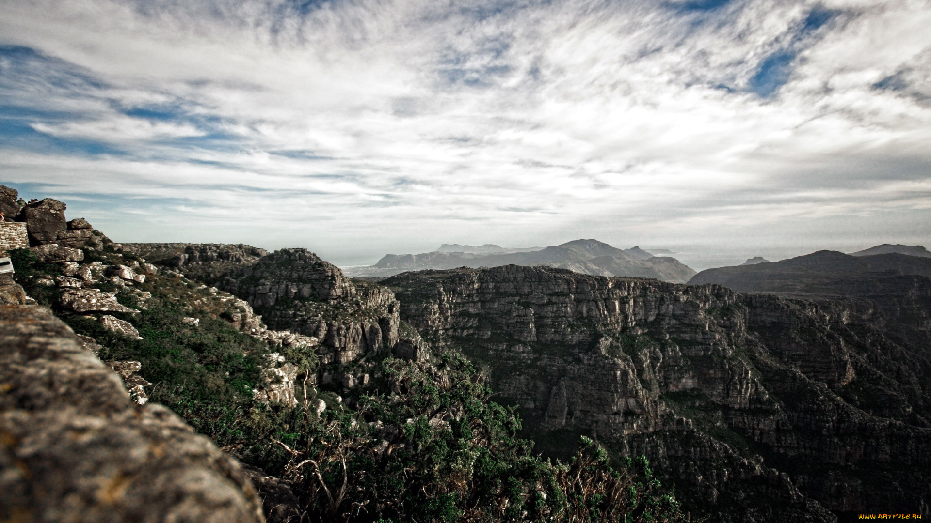природа, горы, вершины, облака