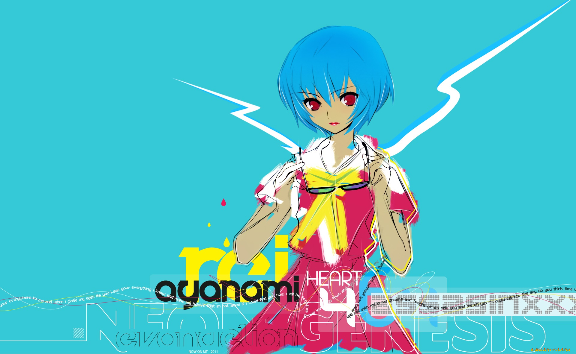 аниме, evangelion, девушка, взгляд, фон