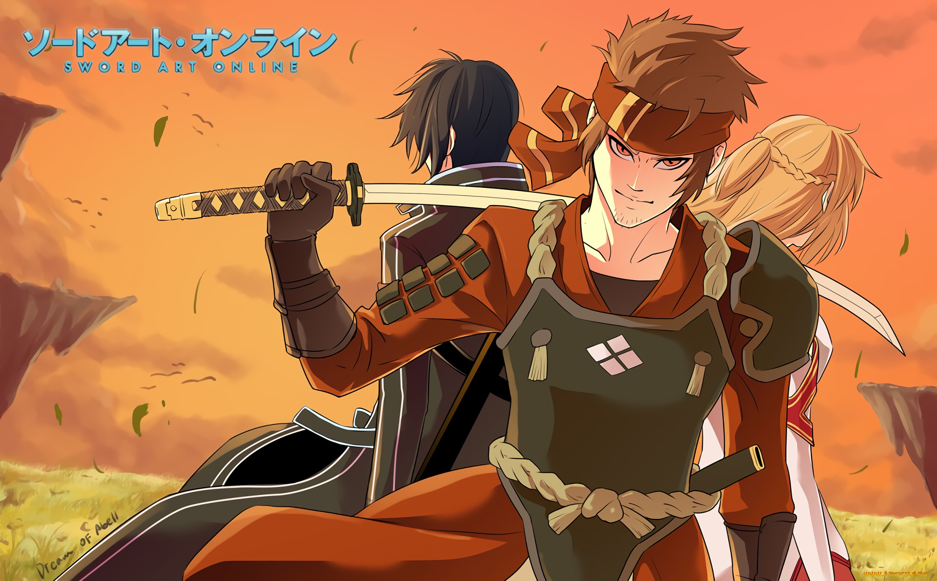 аниме, sword, art, online, парень, взгляд, фон