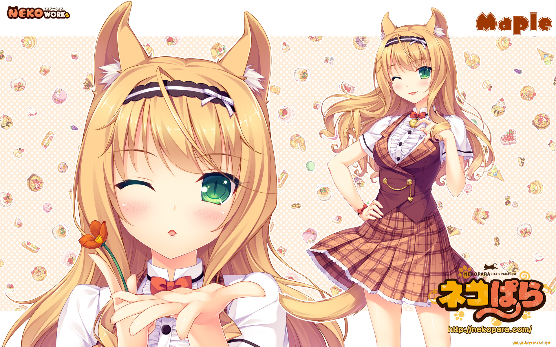 аниме, nekopara, взгляд, фон, девушка