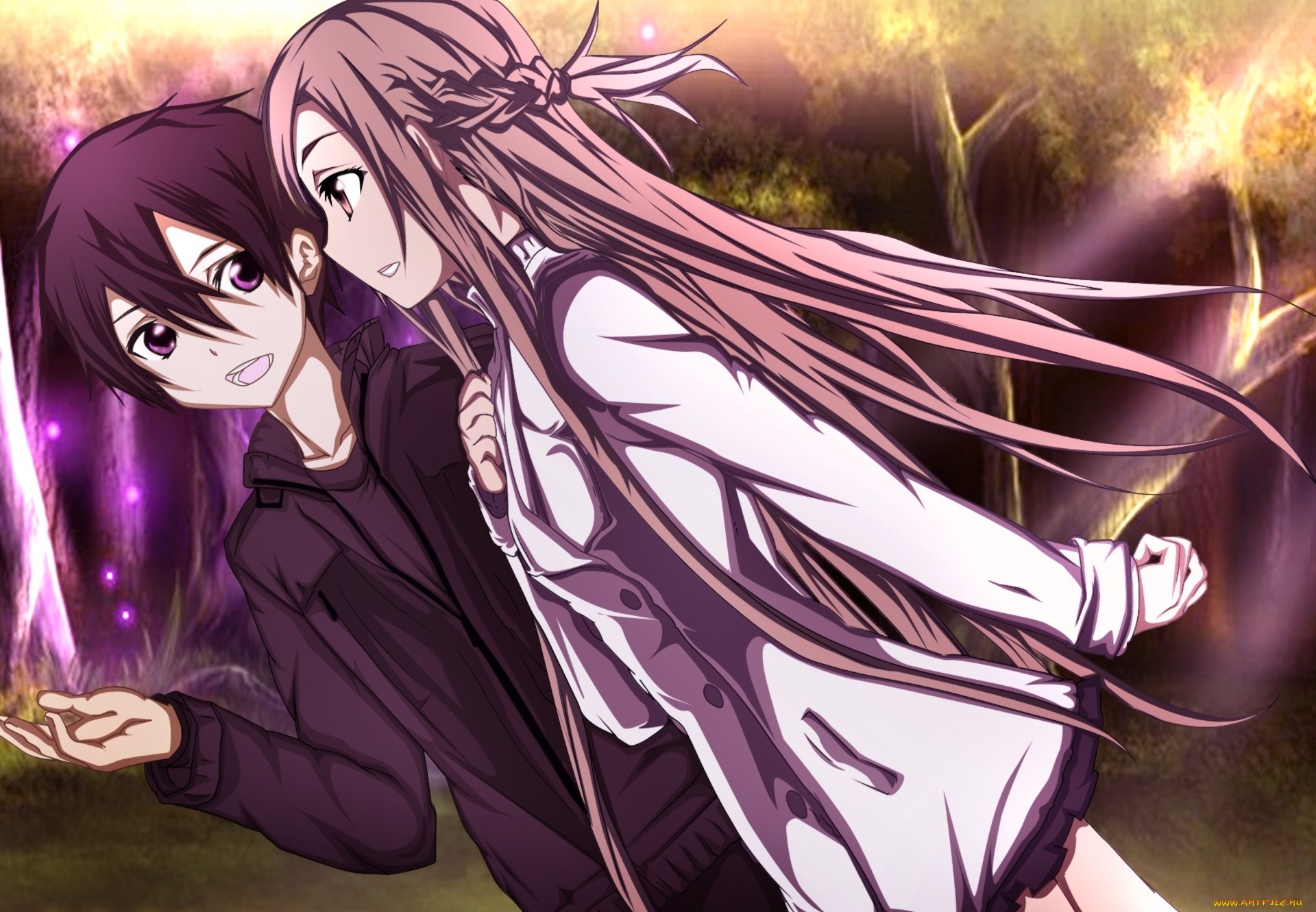 аниме, sword, art, online, девушка, взгляд, фон