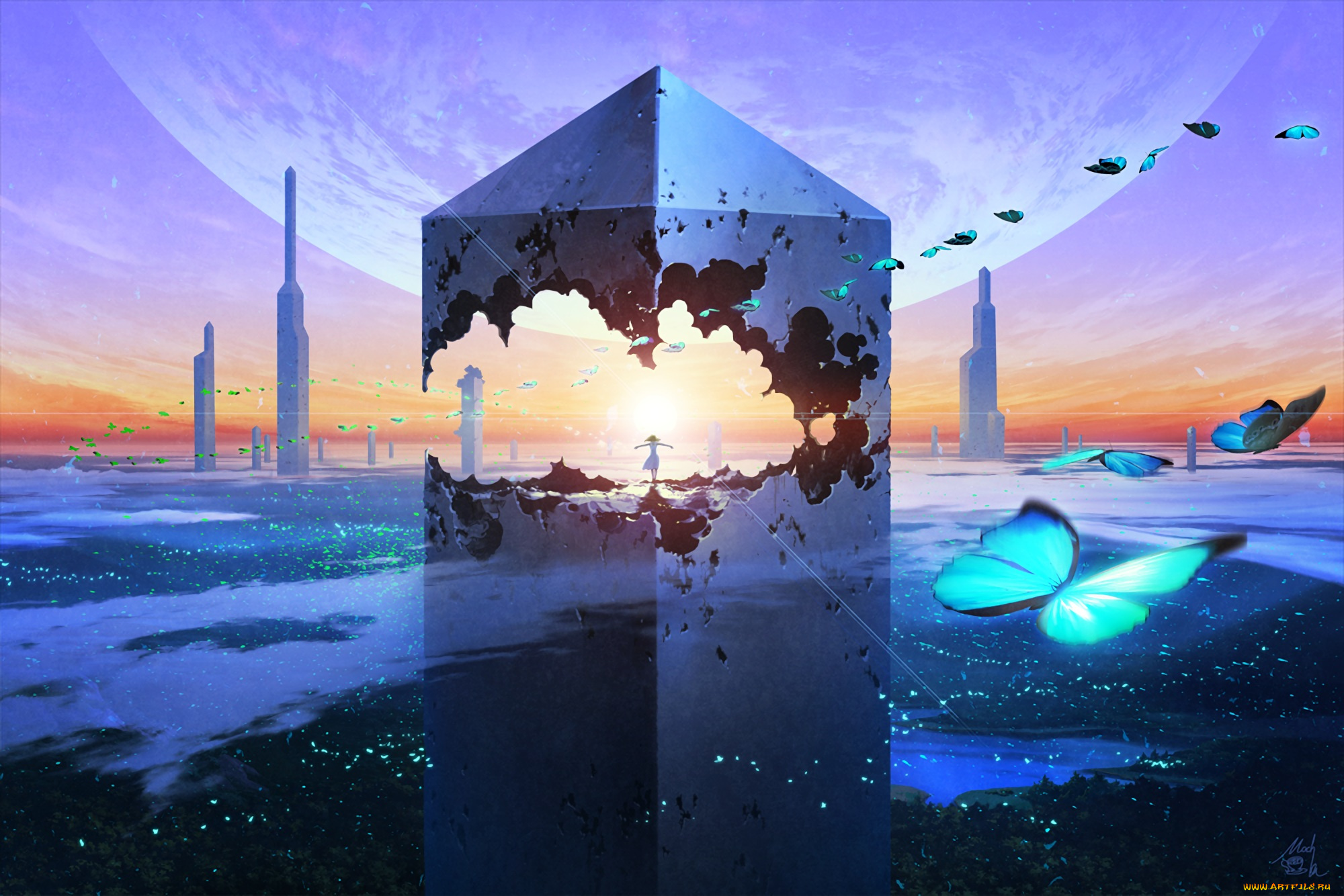 аниме, город, , улицы, , здания, technoheart