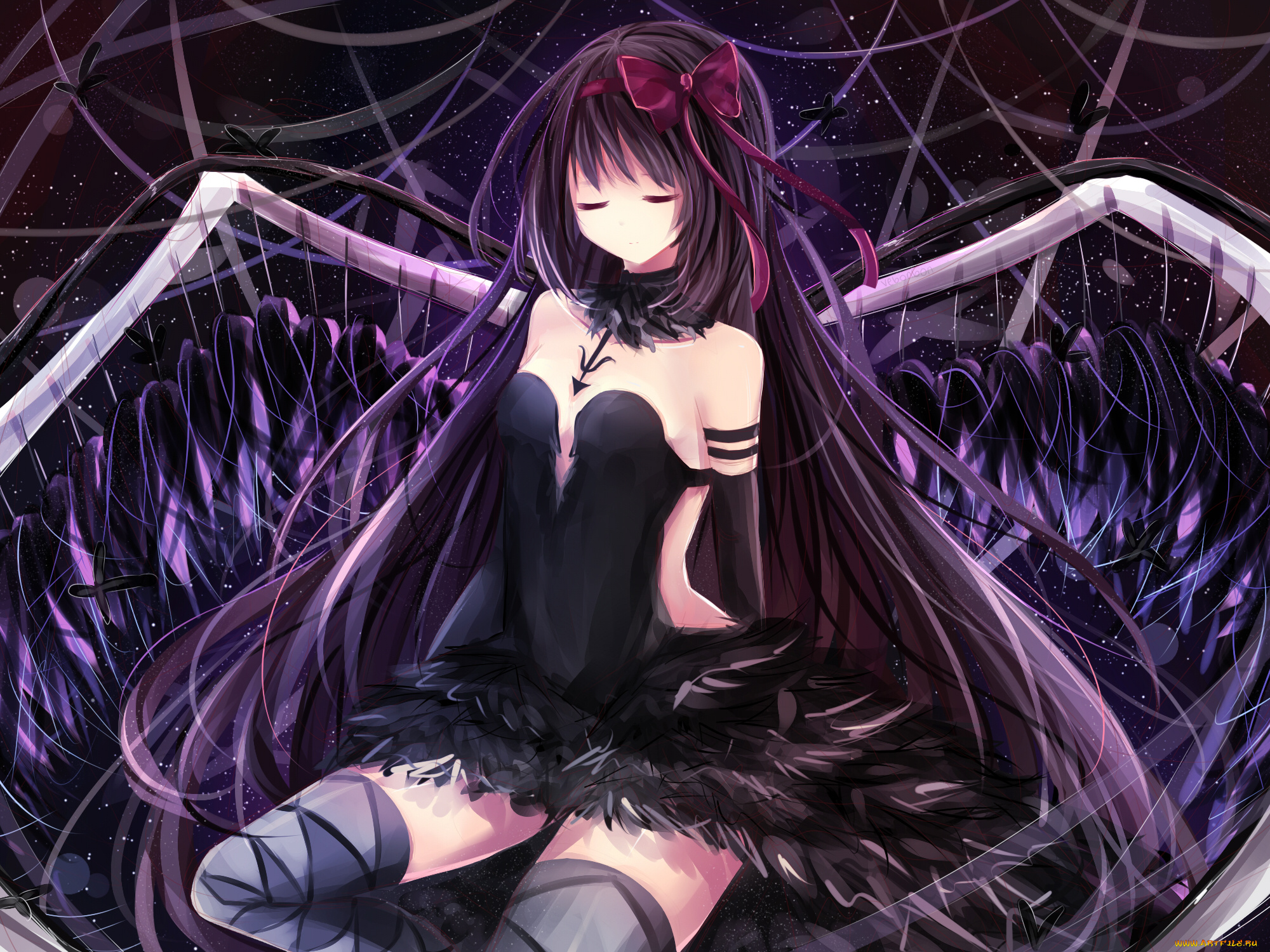 аниме, mahou, shoujo, madoka, magika, фон, взгляд, девушка