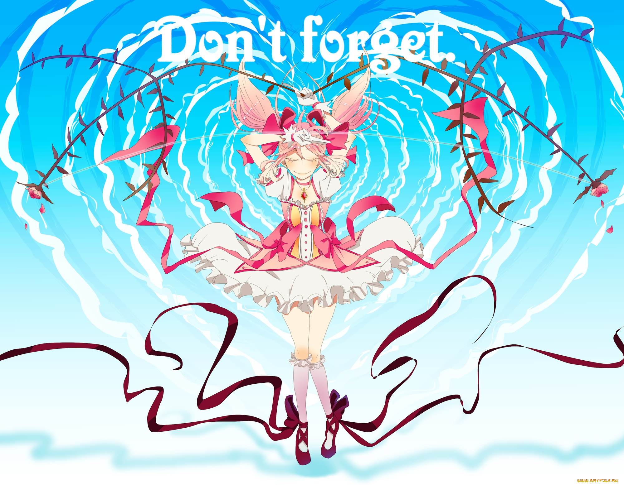 аниме, mahou, shoujo, madoka, magika, девушка, фон, взгляд