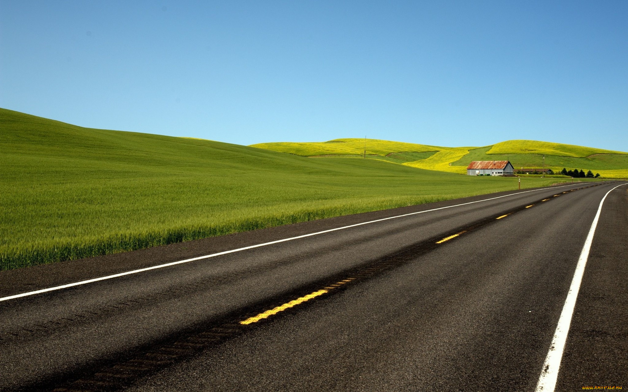 природа, дороги, поле, дорога