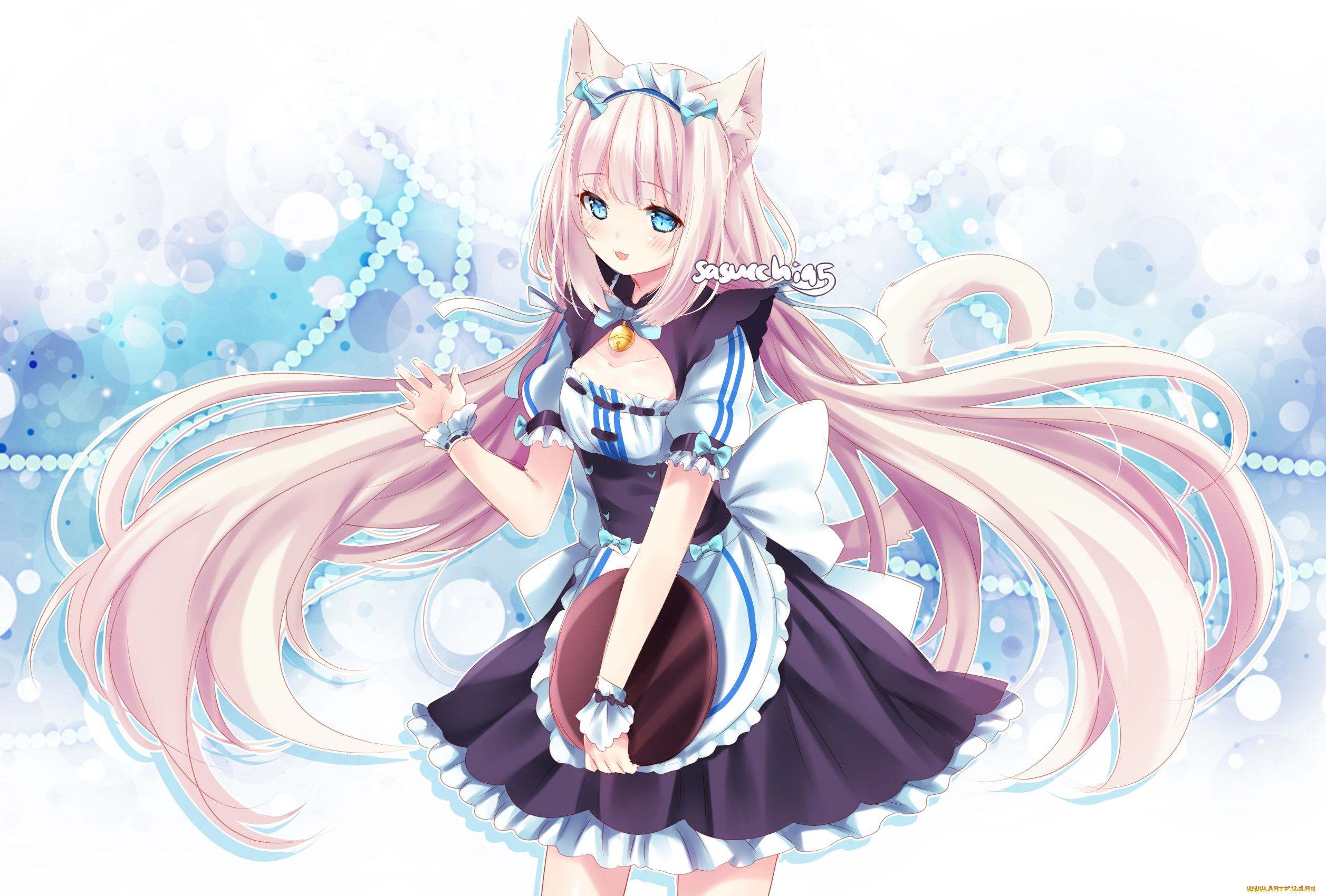 аниме, nekopara, взгляд, девушка, фон